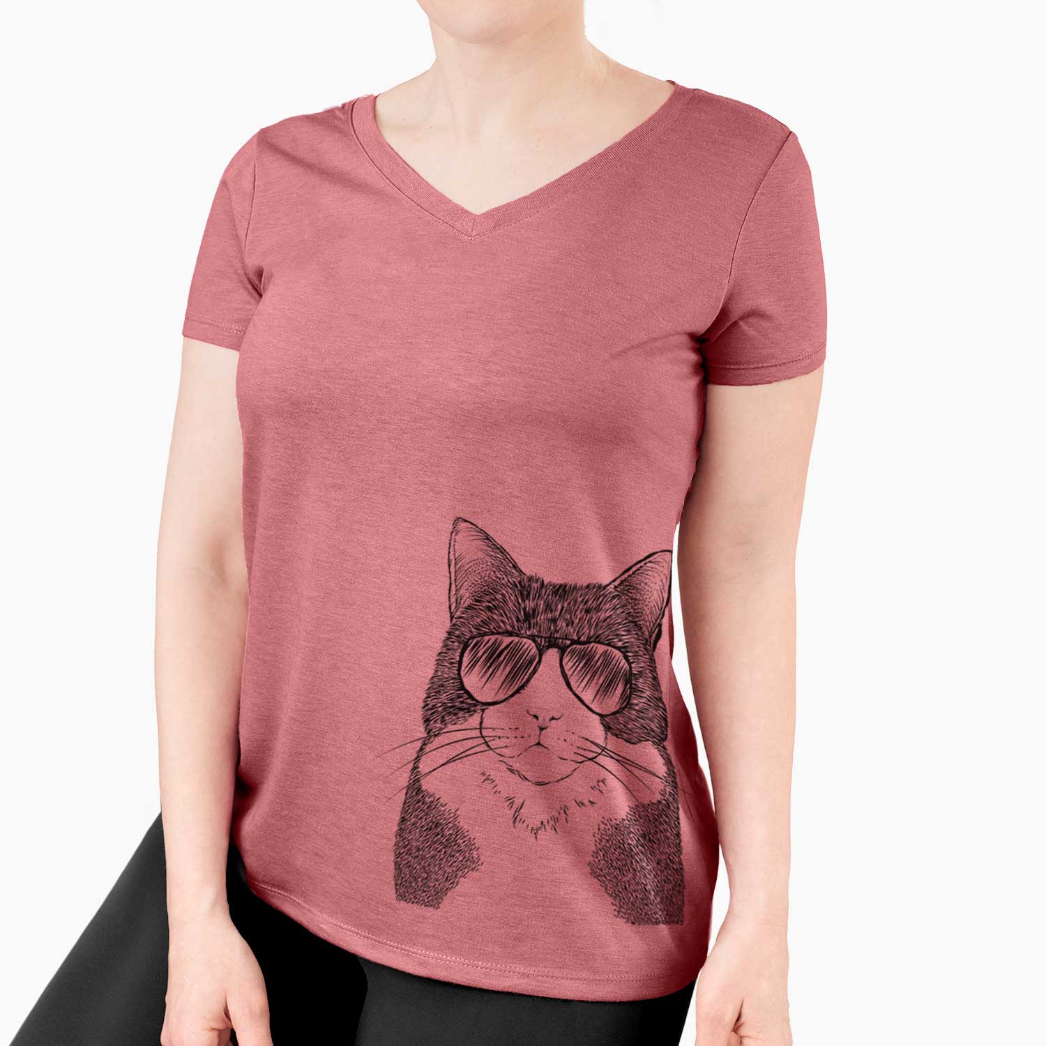 Aviator Tux the Tuxedo Cat - Women's V-neck Shirt