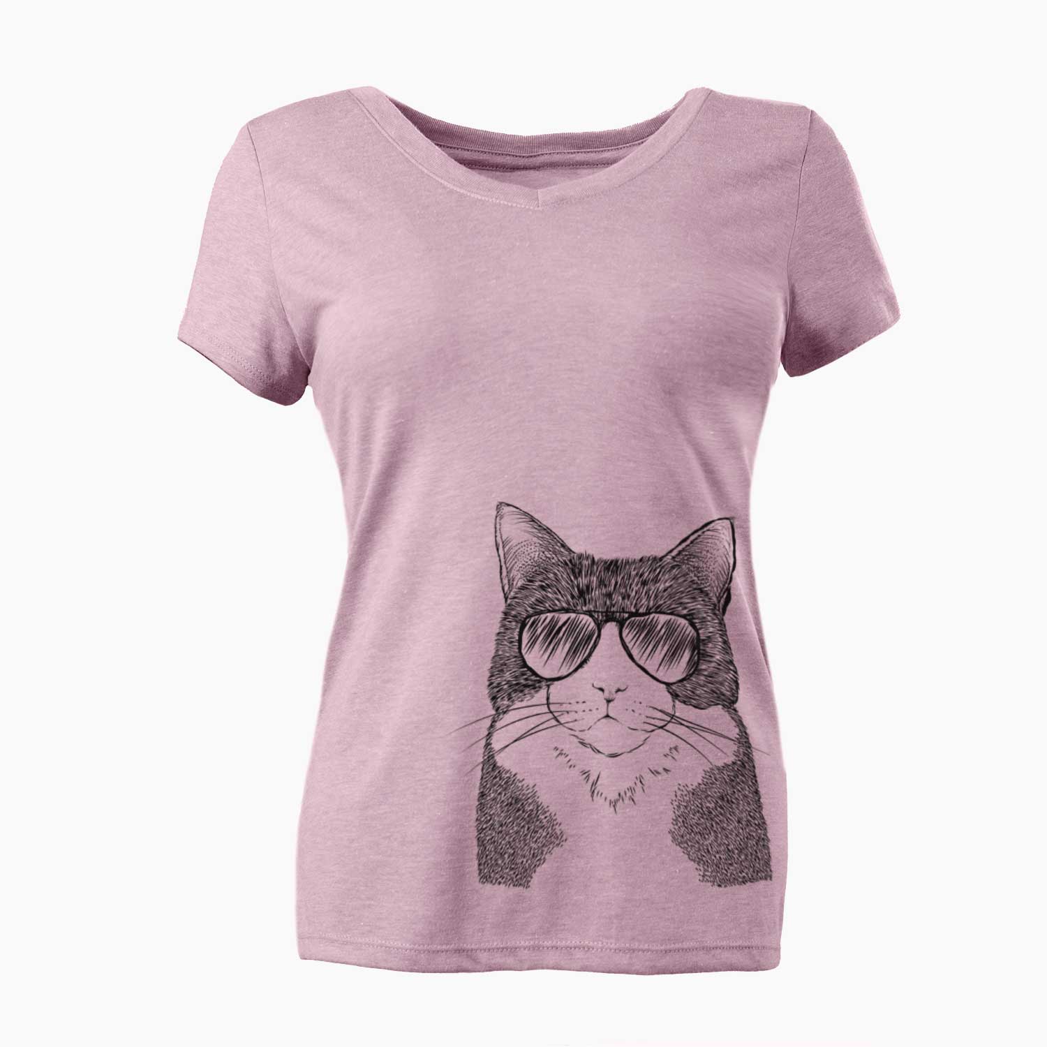 Aviator Tux the Tuxedo Cat - Women's V-neck Shirt