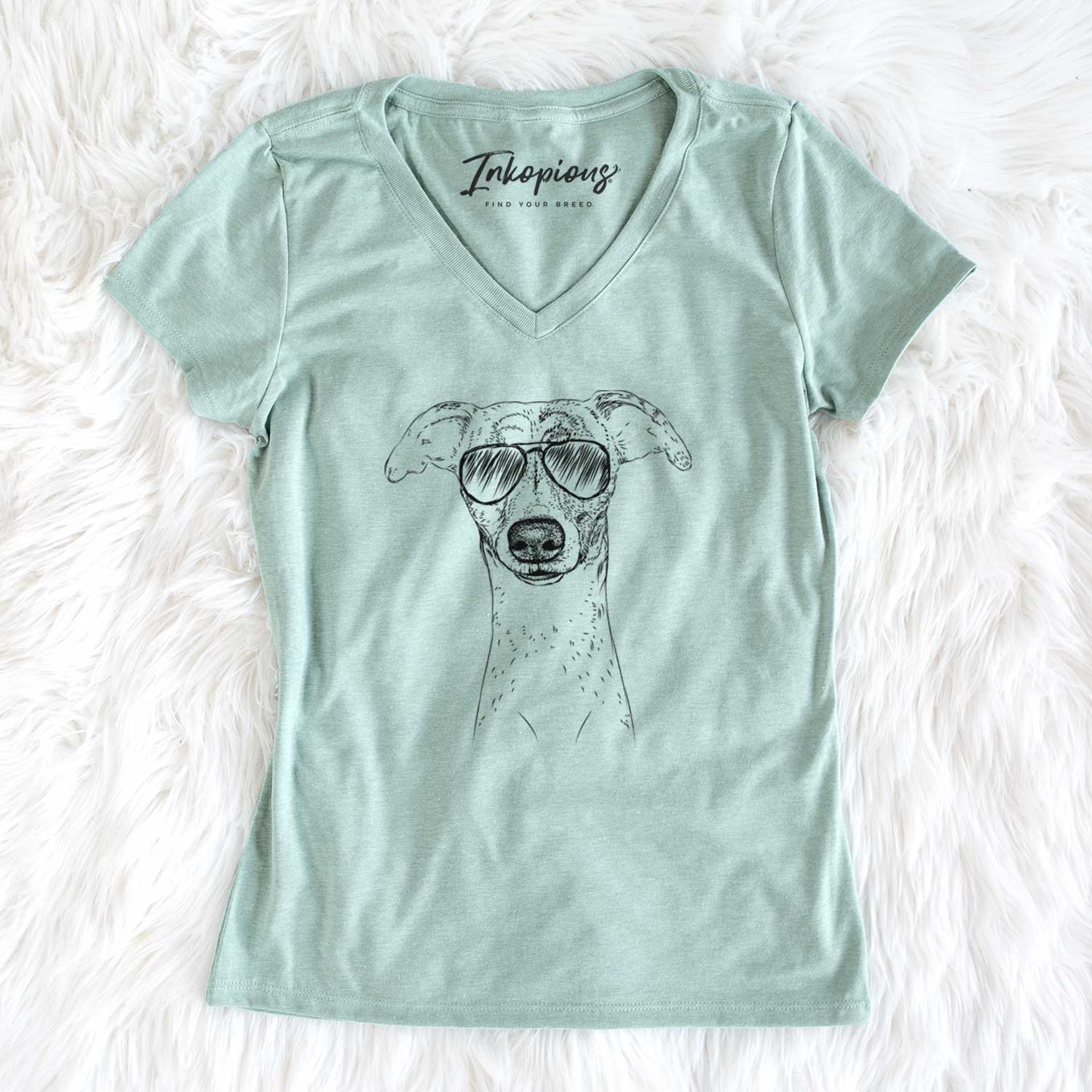 Aviator Twiggy the Whippet - Women's V-neck Shirt