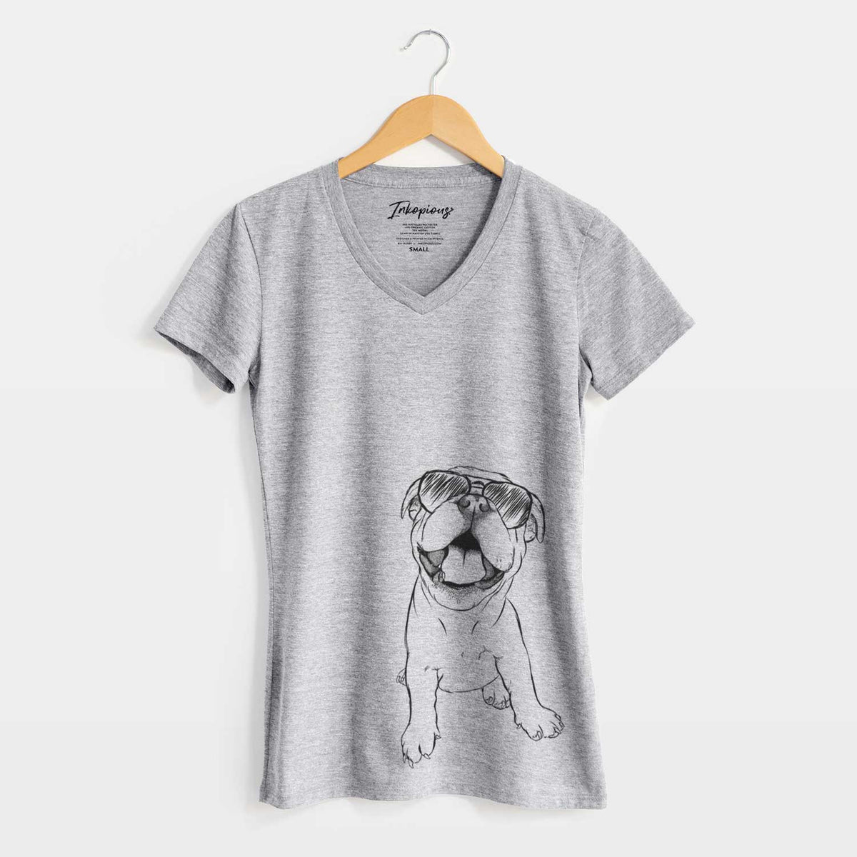 Aviator Tyke the English Bulldog - Women&#39;s V-neck Shirt