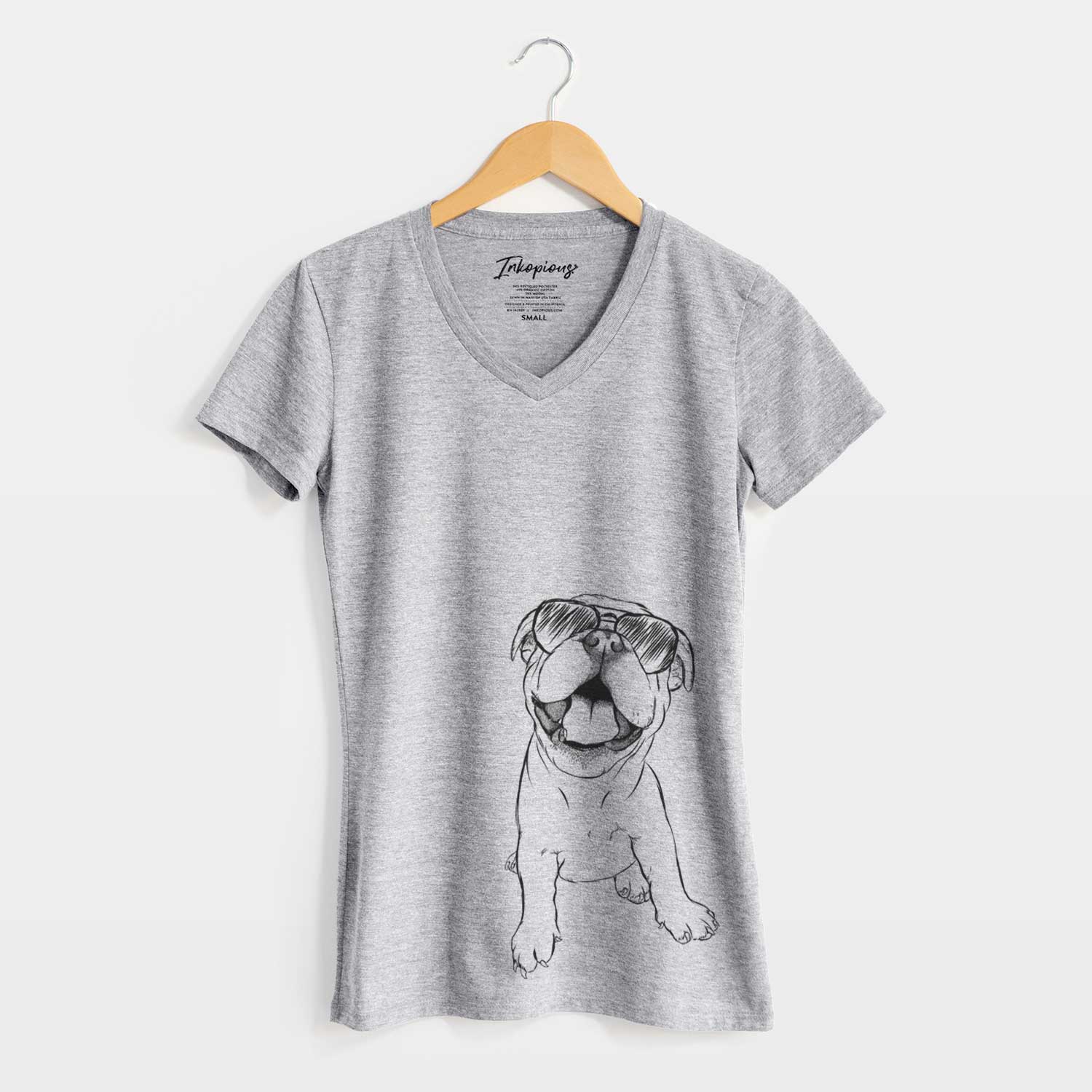 Aviator Tyke the English Bulldog - Women's V-neck Shirt