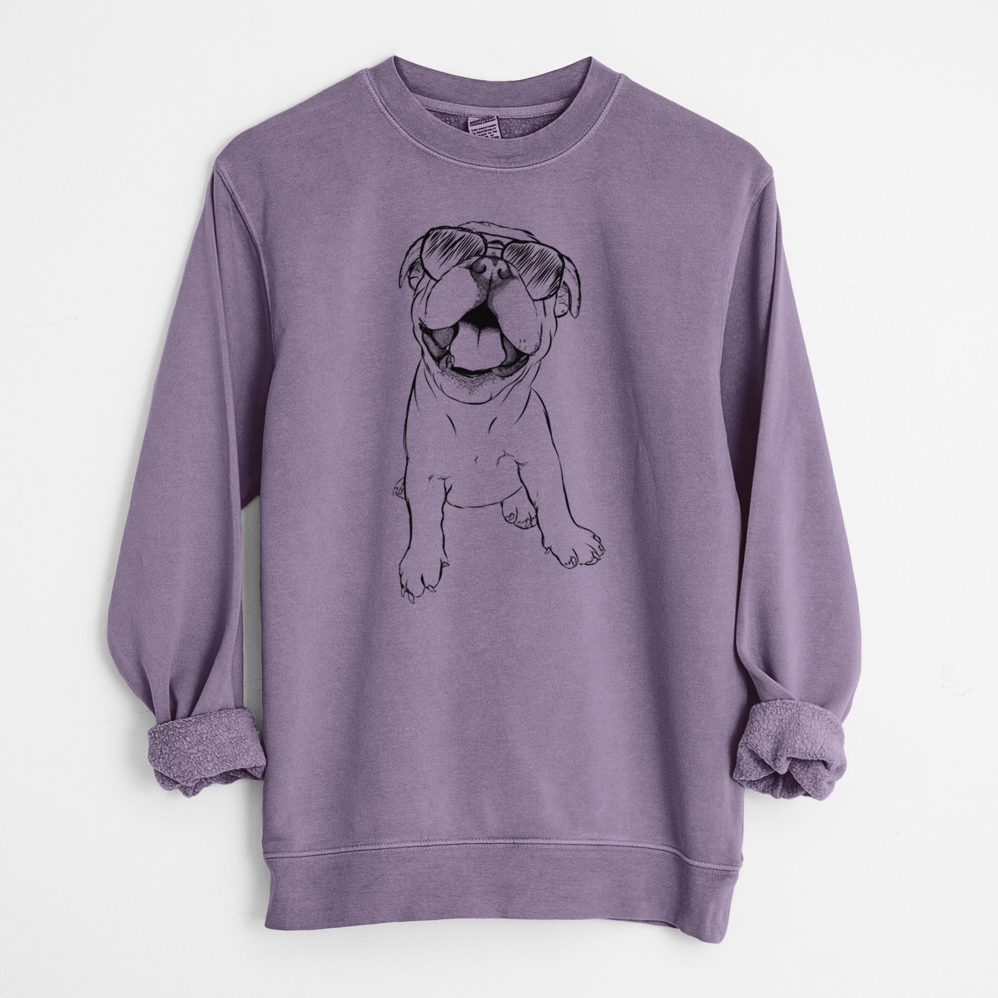 Aviator Tyke the English Bulldog - Unisex Pigment Dyed Crew Sweatshirt