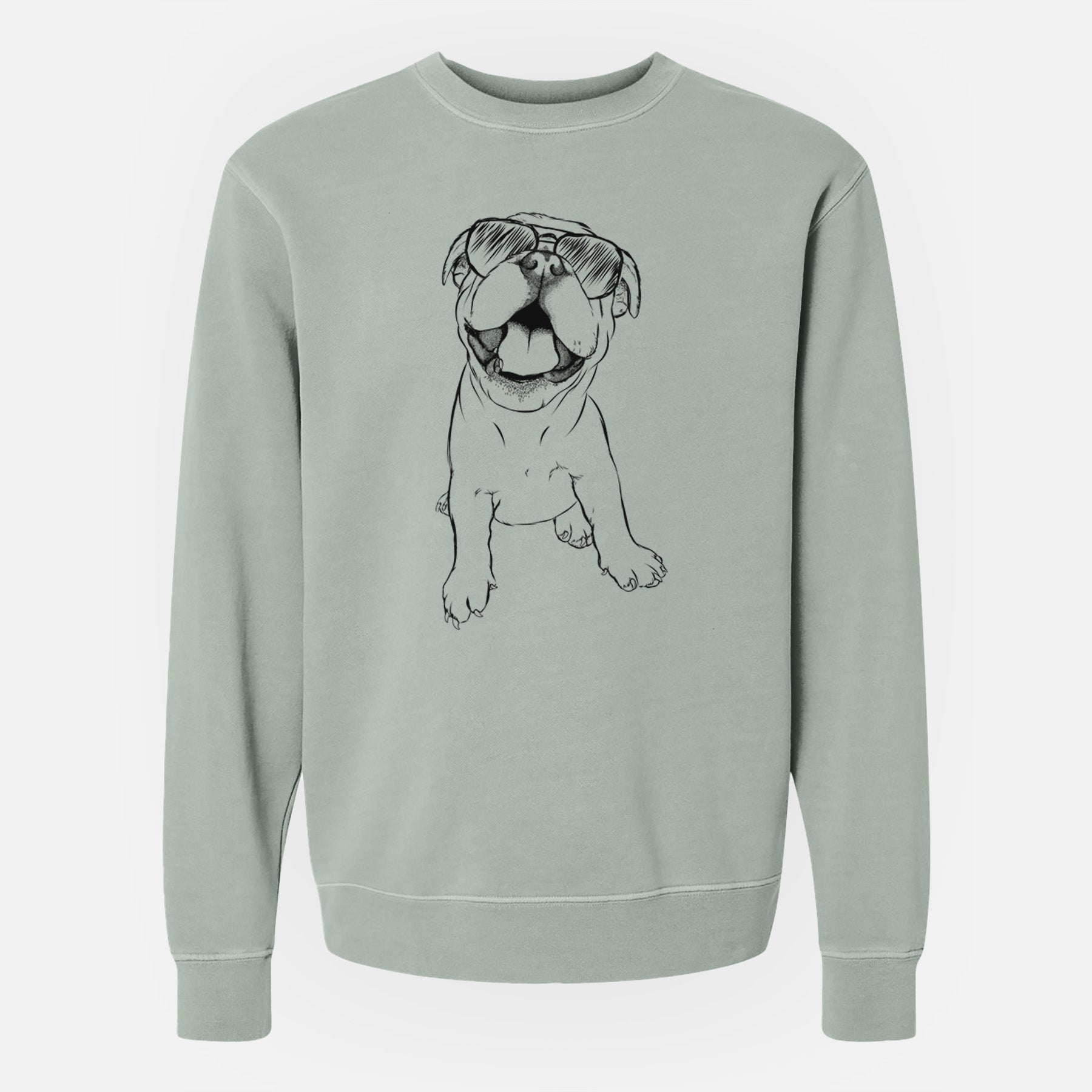 Aviator Tyke the English Bulldog - Unisex Pigment Dyed Crew Sweatshirt