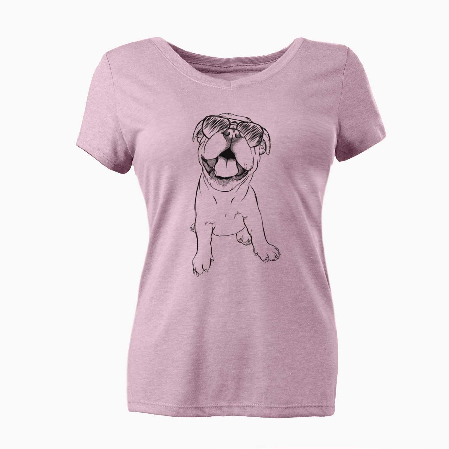 Aviator Tyke the English Bulldog - Women's V-neck Shirt