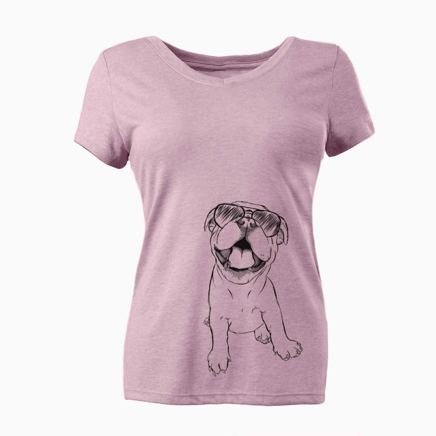 Aviator Tyke the English Bulldog - Women's V-neck Shirt