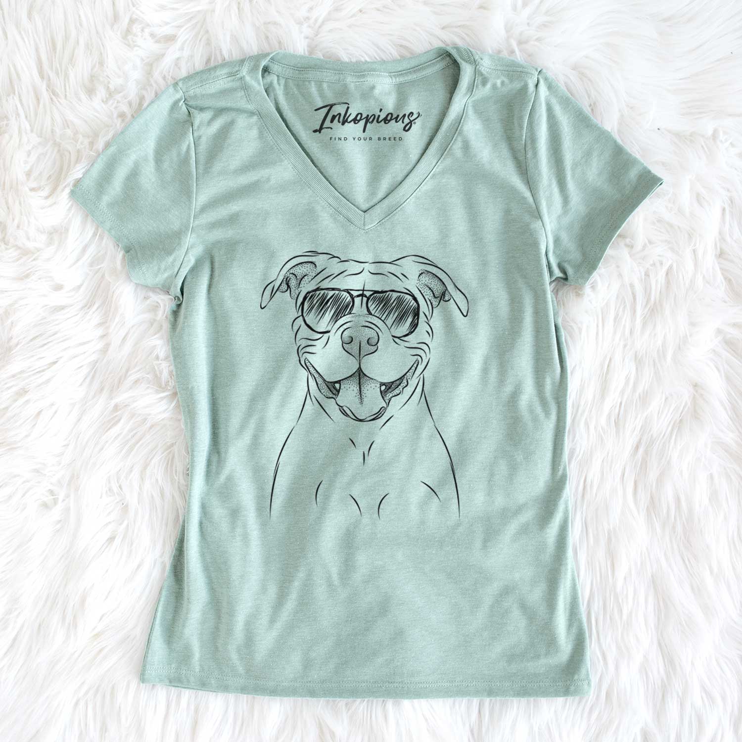 Aviator Tyson the American Bulldog - Women's V-neck Shirt