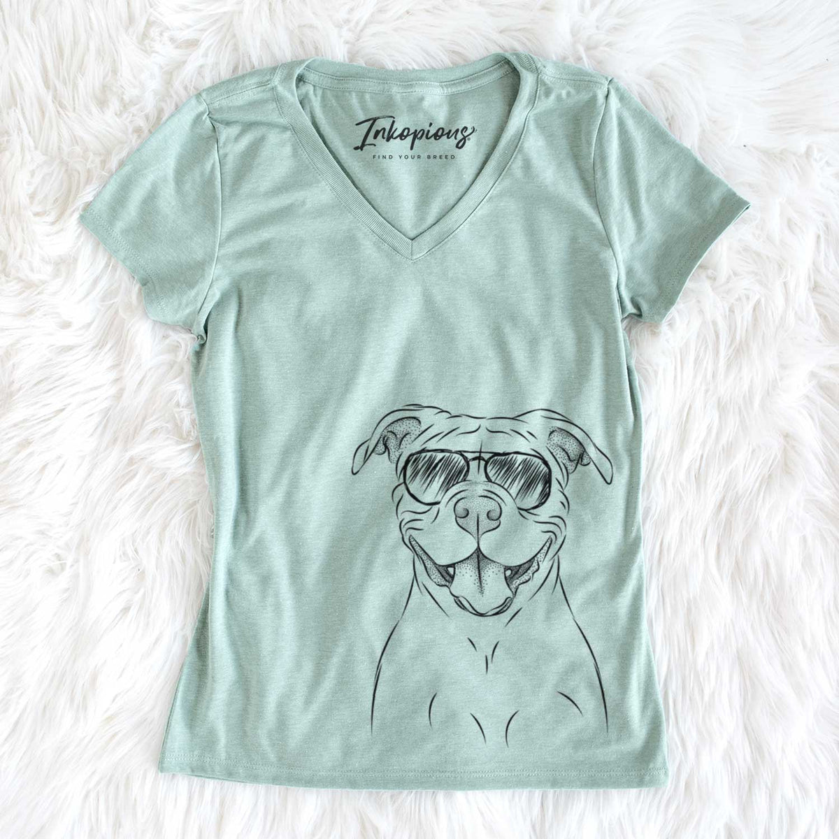 Aviator Tyson the American Bulldog - Women's V-neck Shirt