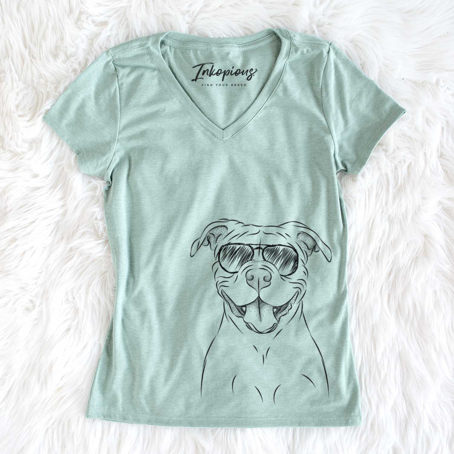 Aviator Tyson the American Bulldog - Women's V-neck Shirt