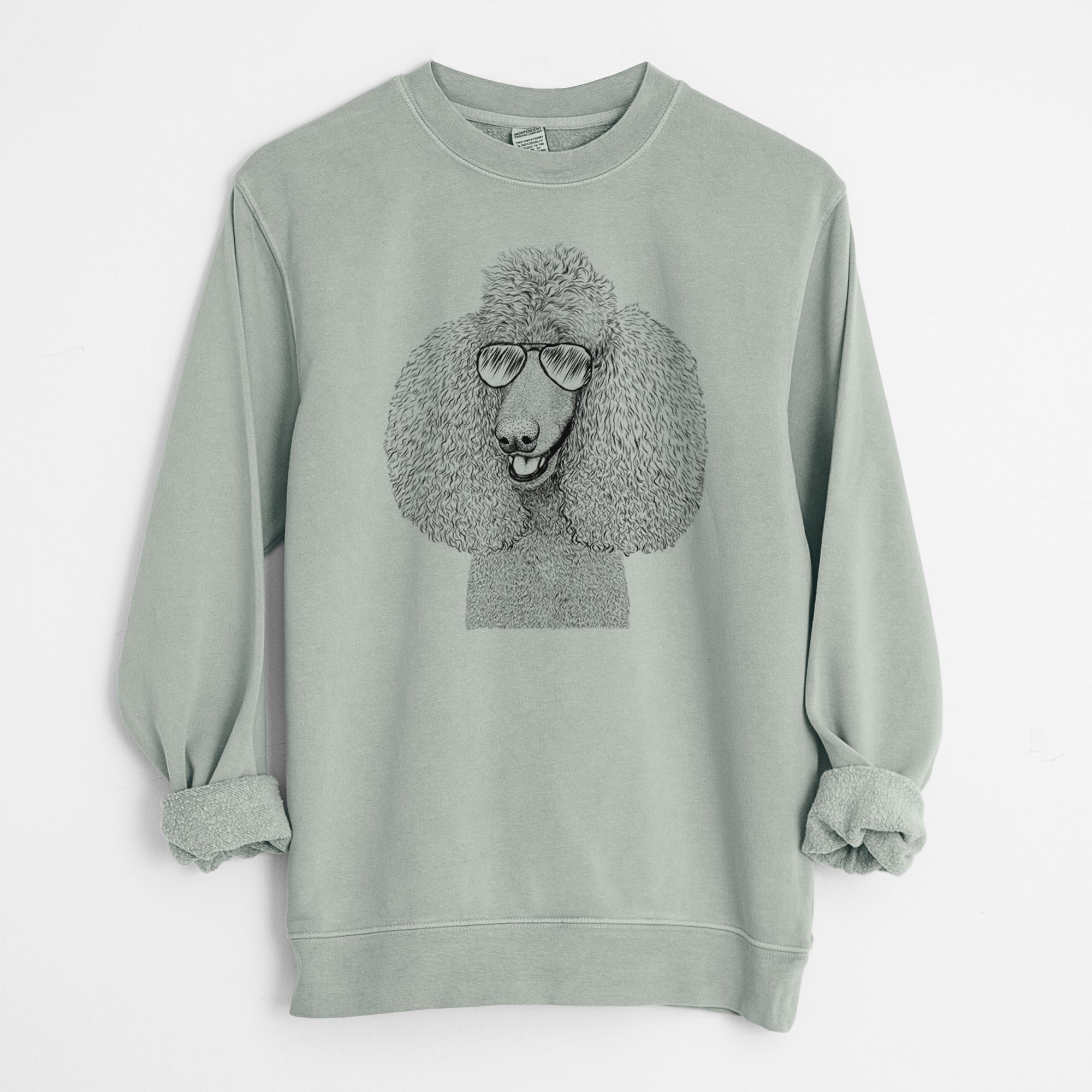 Aviator Uncle Tucker the Poodle - Unisex Pigment Dyed Crew Sweatshirt