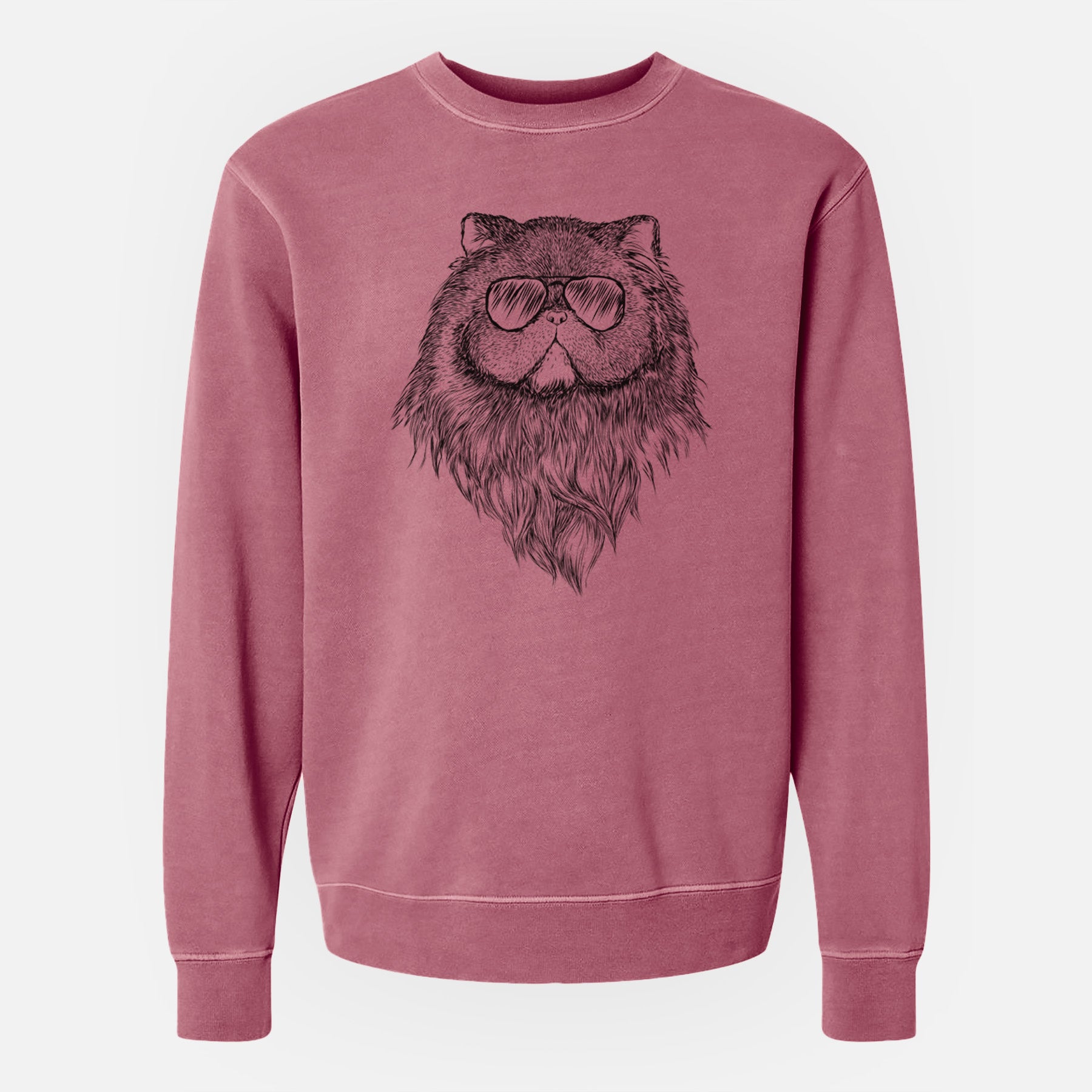 Aviator Vader the Persian Cat - Unisex Pigment Dyed Crew Sweatshirt