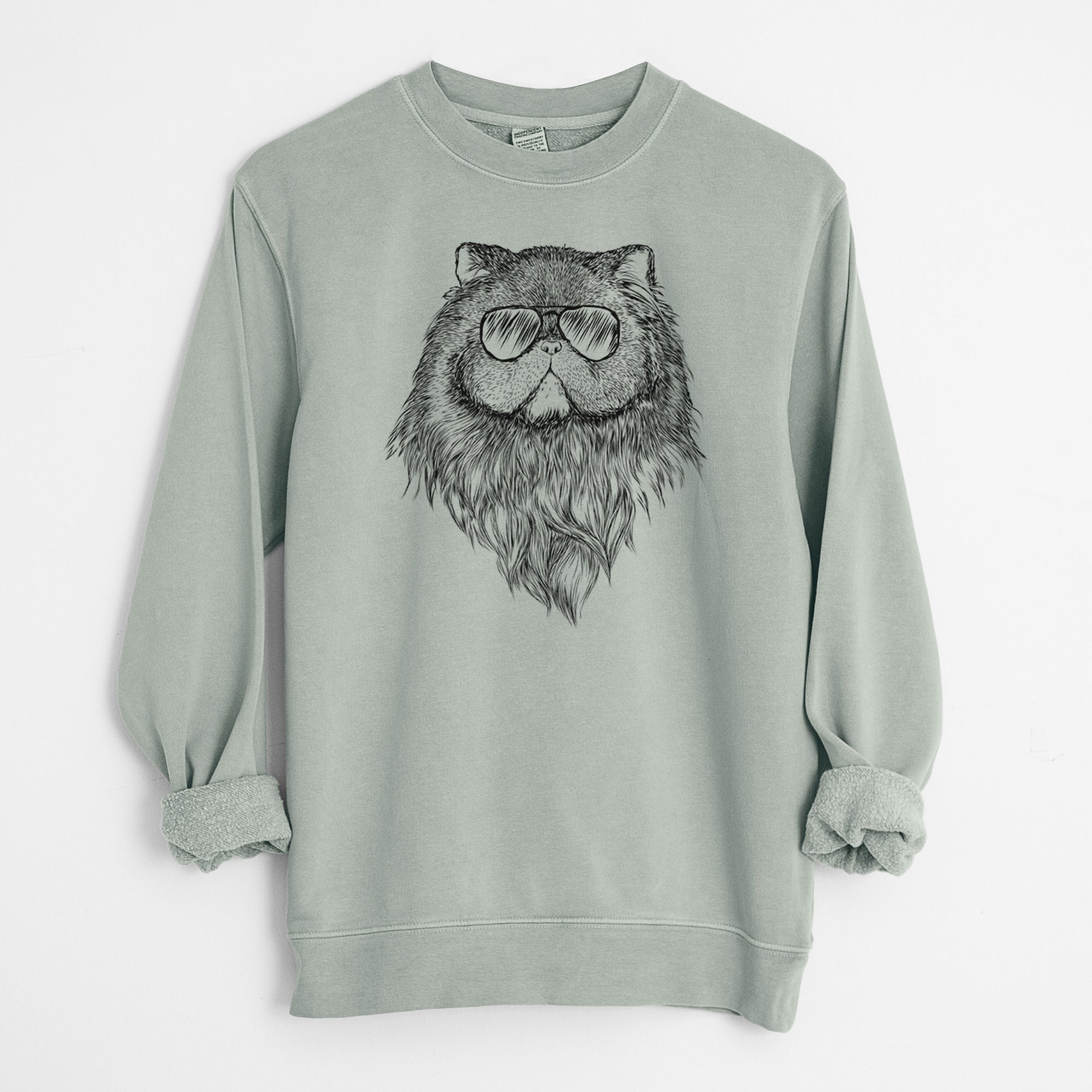 Aviator Vader the Persian Cat - Unisex Pigment Dyed Crew Sweatshirt