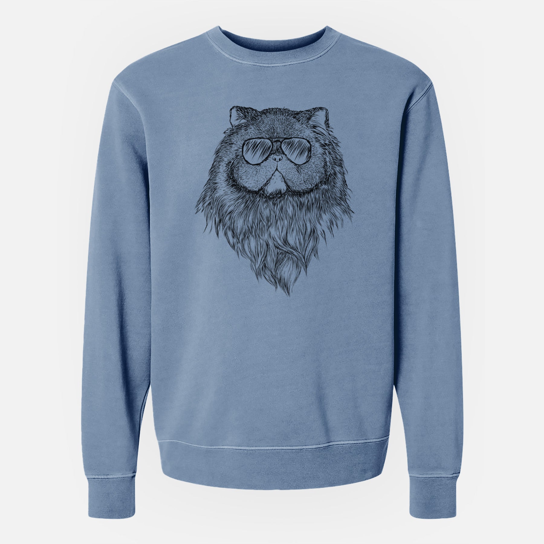 Aviator Vader the Persian Cat - Unisex Pigment Dyed Crew Sweatshirt