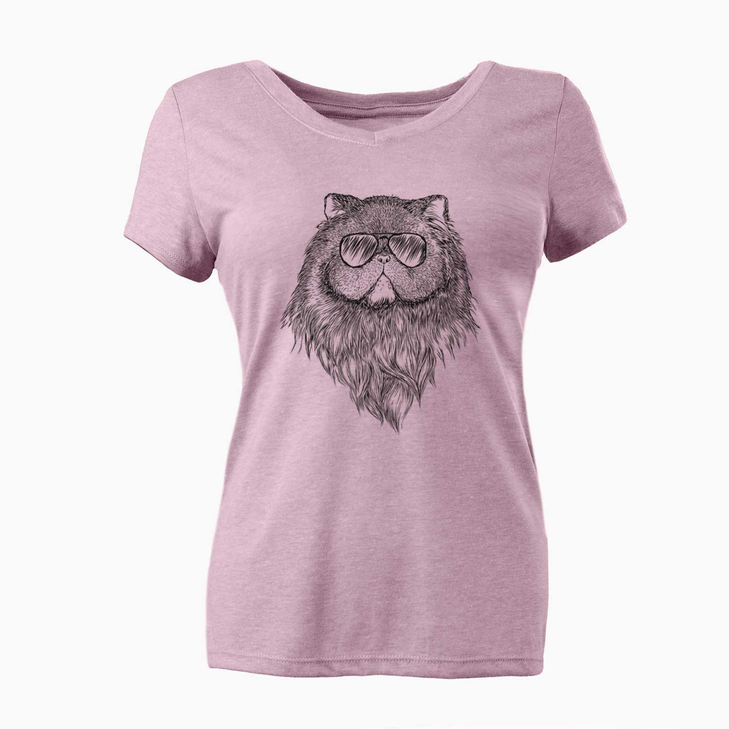 Aviator Vader the Persian Cat - Women's V-neck Shirt