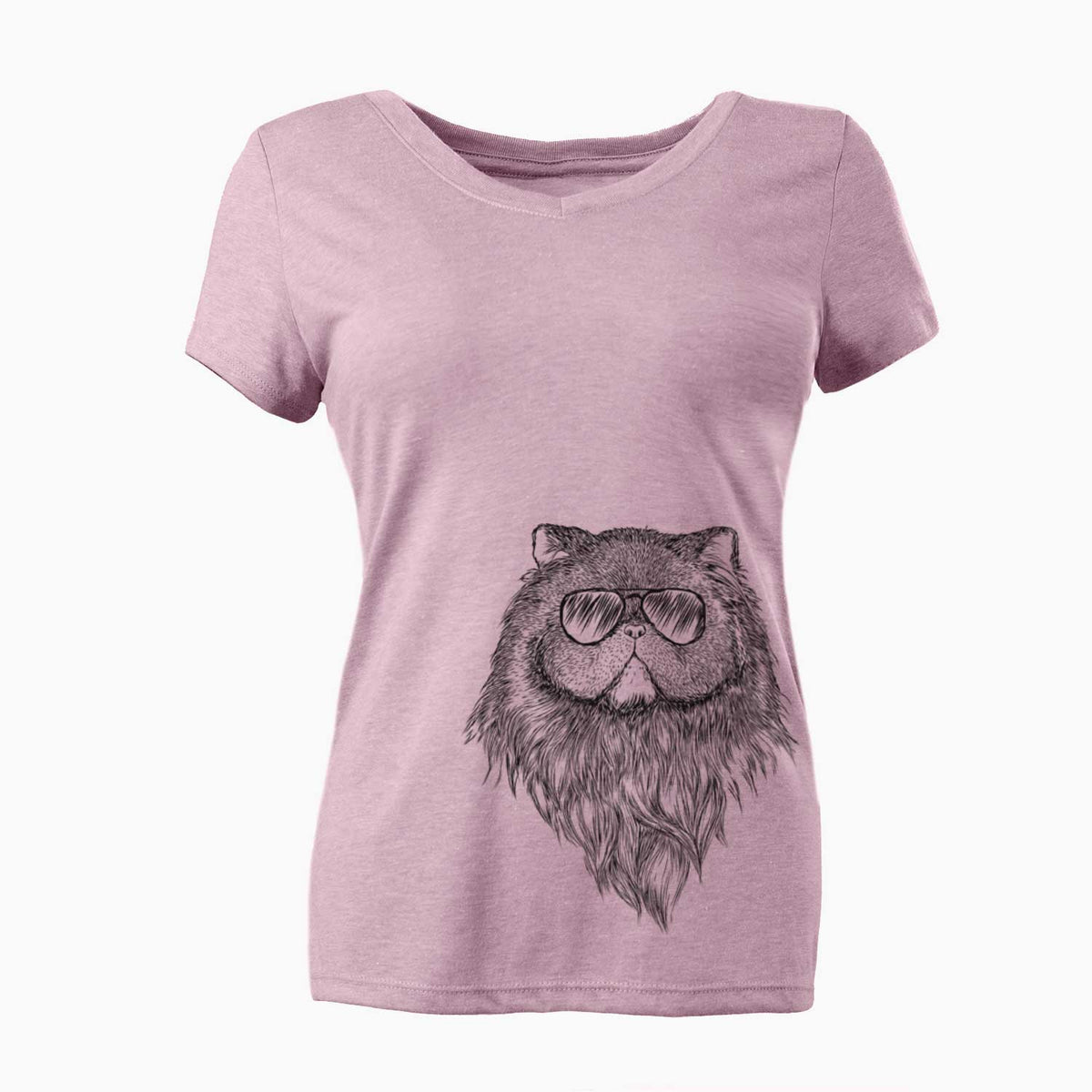 Aviator Vader the Persian Cat - Women's V-neck Shirt