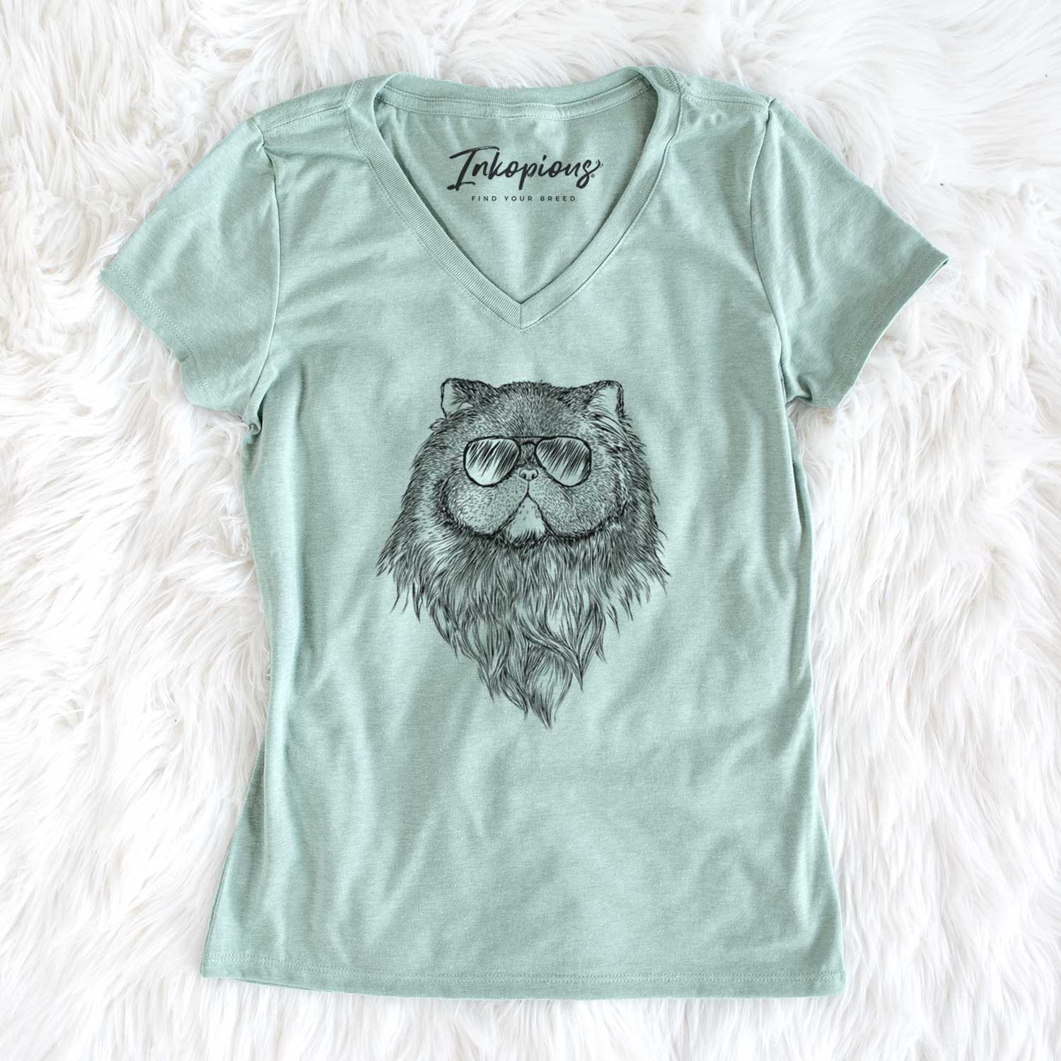 Aviator Vader the Persian Cat - Women's V-neck Shirt