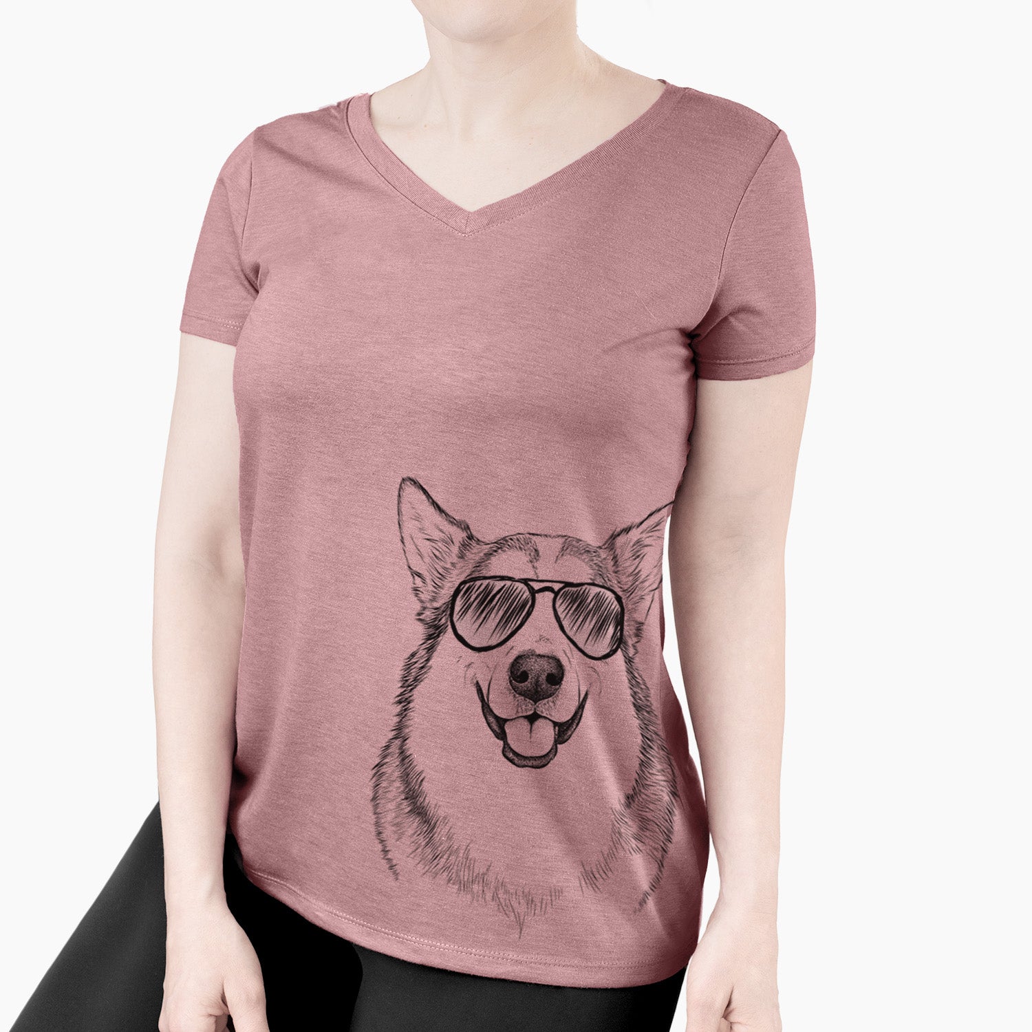 Aviator Vader the Alaskan Malamute - Women's V-neck Shirt
