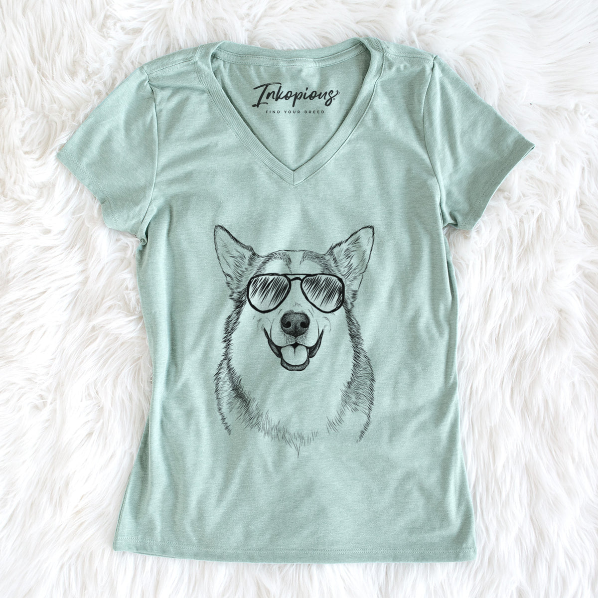 Aviator Vader the Alaskan Malamute - Women's V-neck Shirt