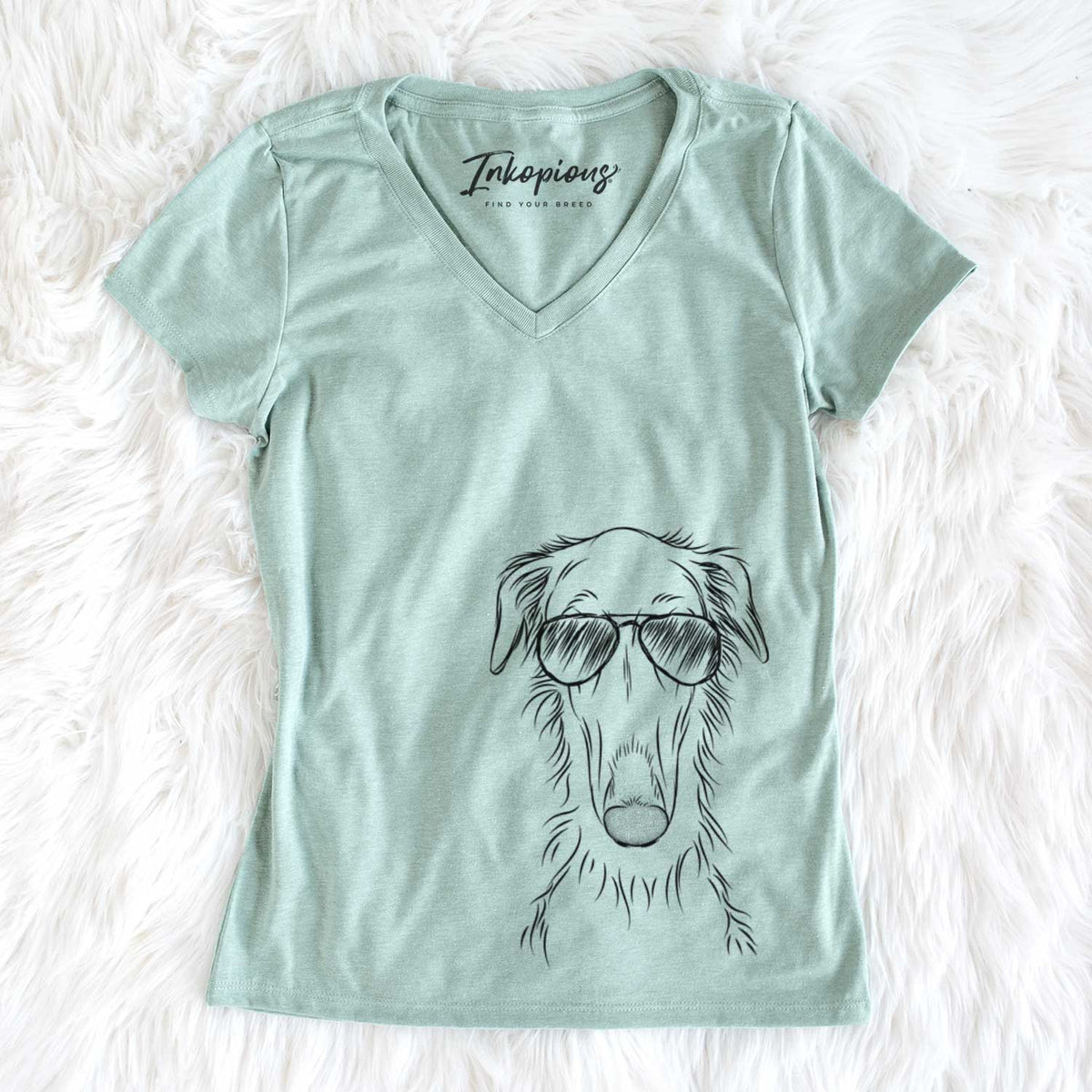 Aviator Vaughn the Borzoi - Women's V-neck Shirt