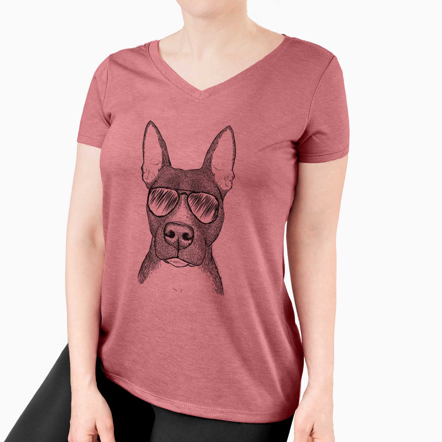 Aviator Violet the Pitbull - Women's V-neck Shirt