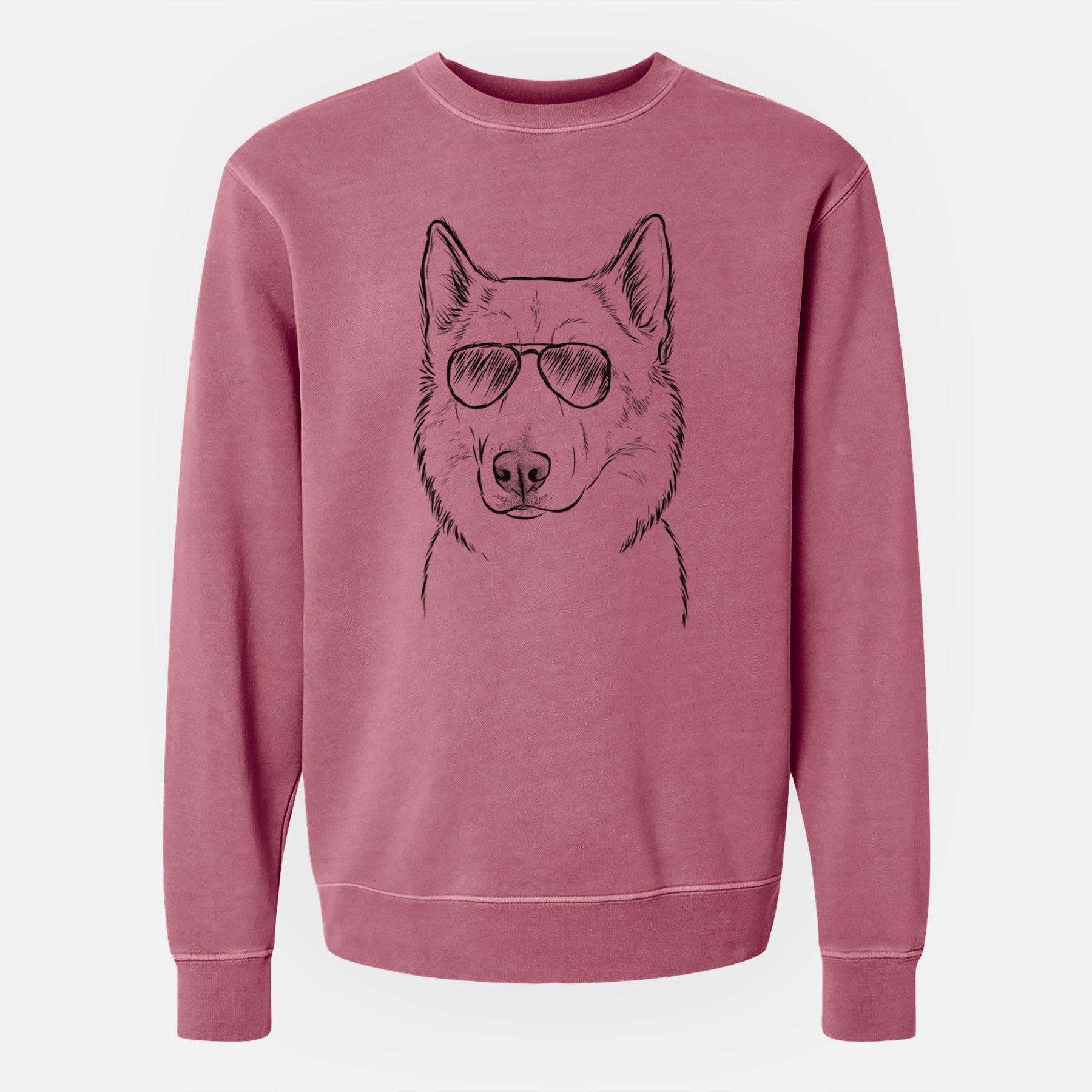 Aviator Vox the Siberian Husky - Unisex Pigment Dyed Crew Sweatshirt