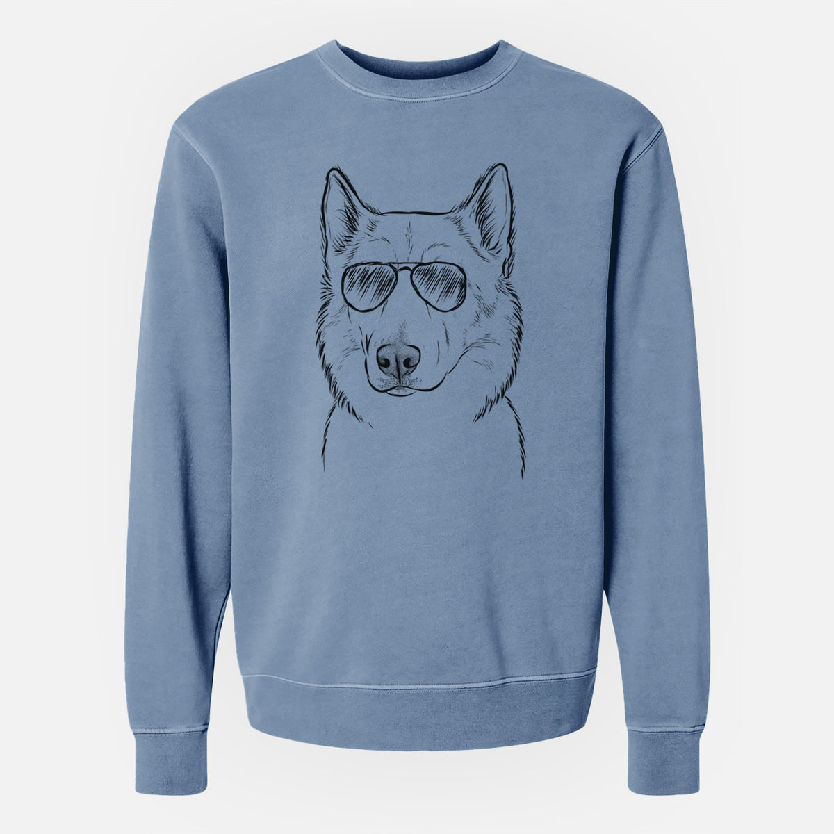 Aviator Vox the Siberian Husky - Unisex Pigment Dyed Crew Sweatshirt