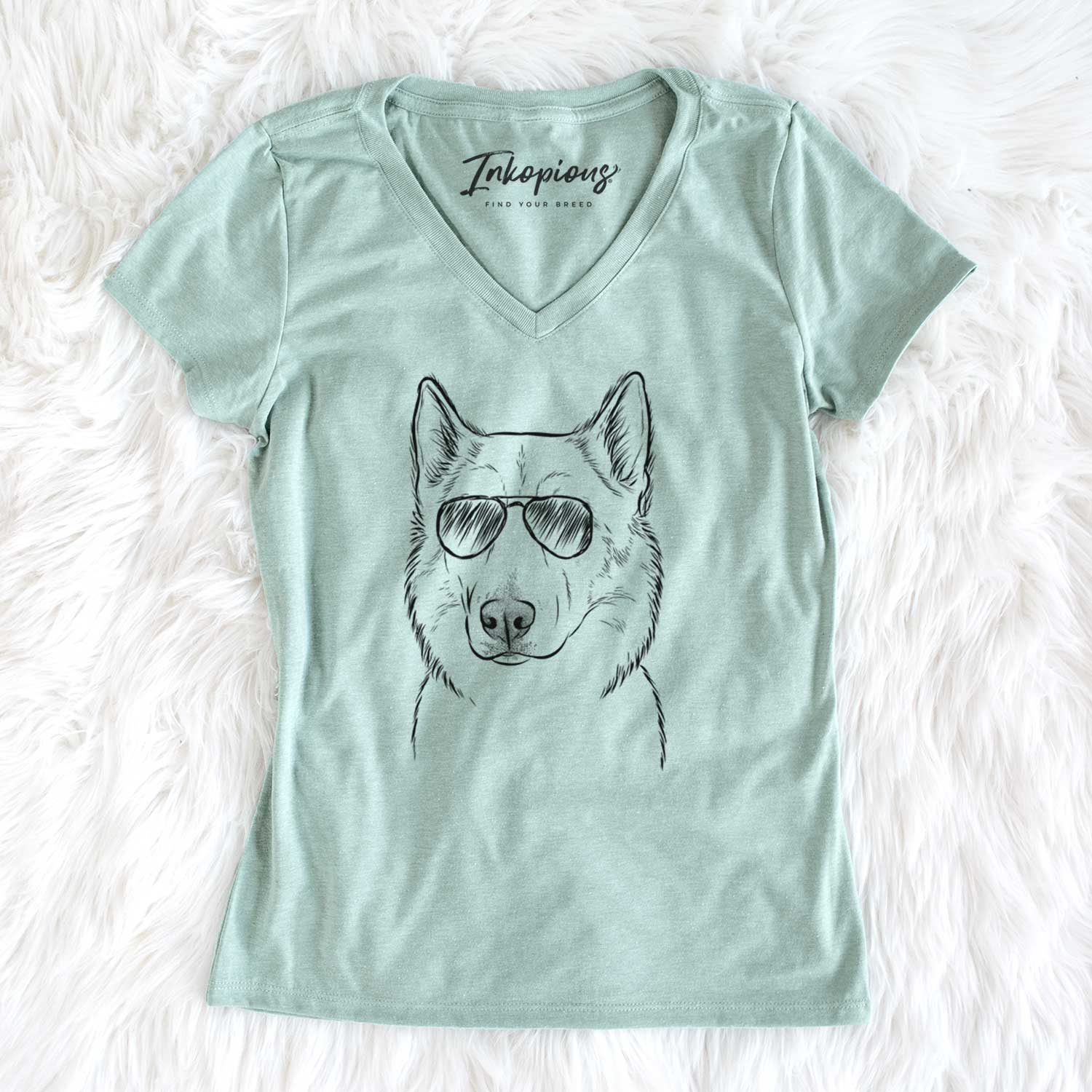 Aviator Vox the Siberian Husky - Women's V-neck Shirt