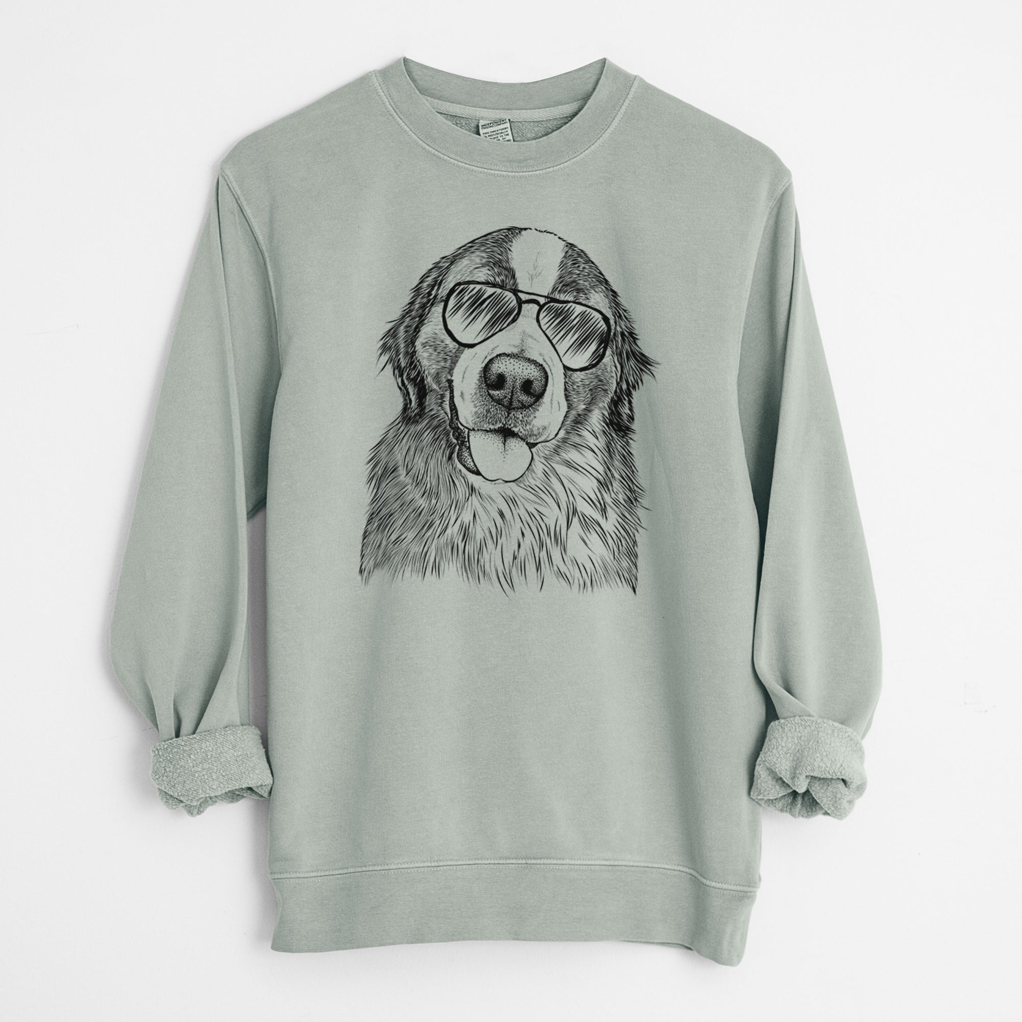 Aviator Walter the Bernese Mountain Dog Mix - Unisex Pigment Dyed Crew Sweatshirt