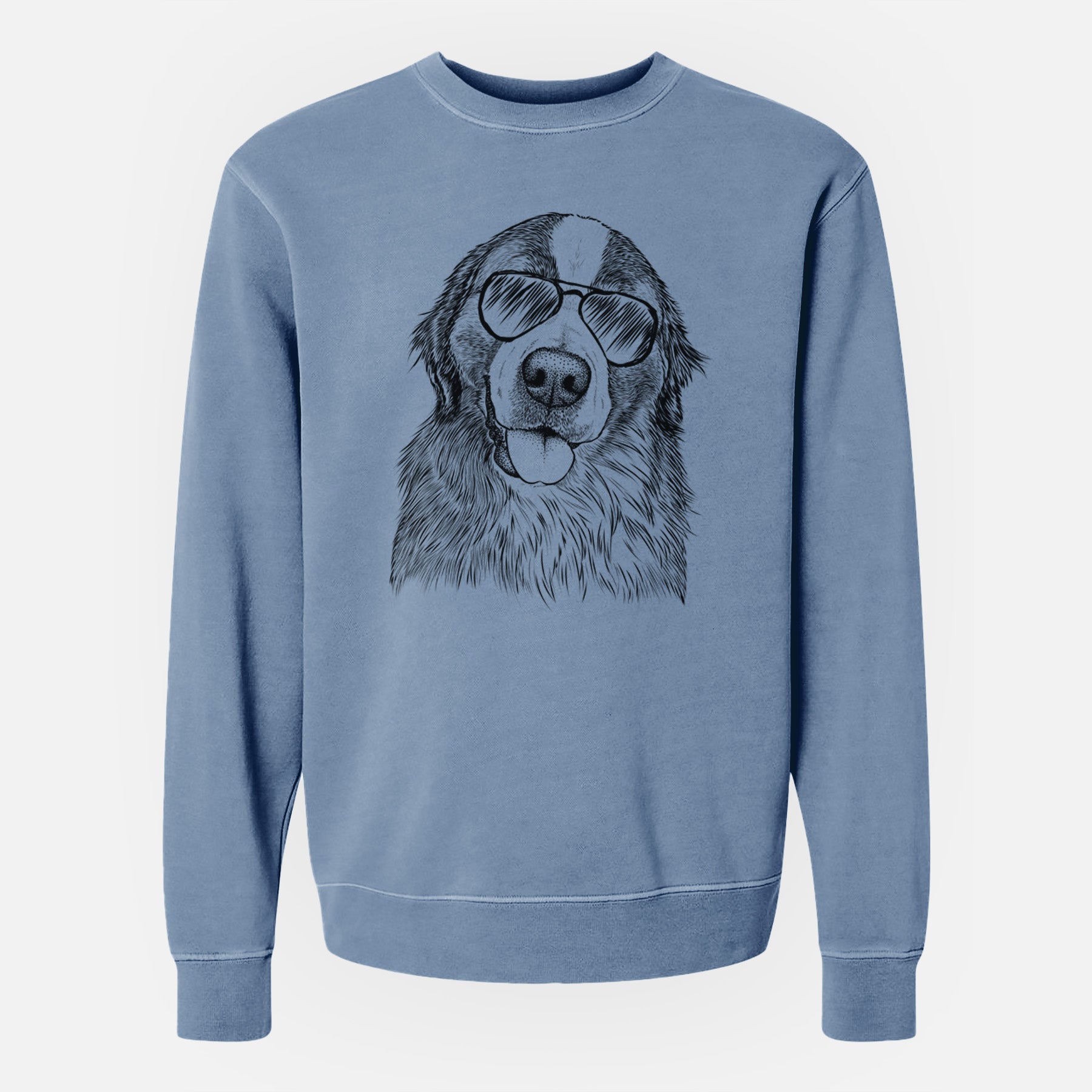 Aviator Walter the Bernese Mountain Dog Mix - Unisex Pigment Dyed Crew Sweatshirt