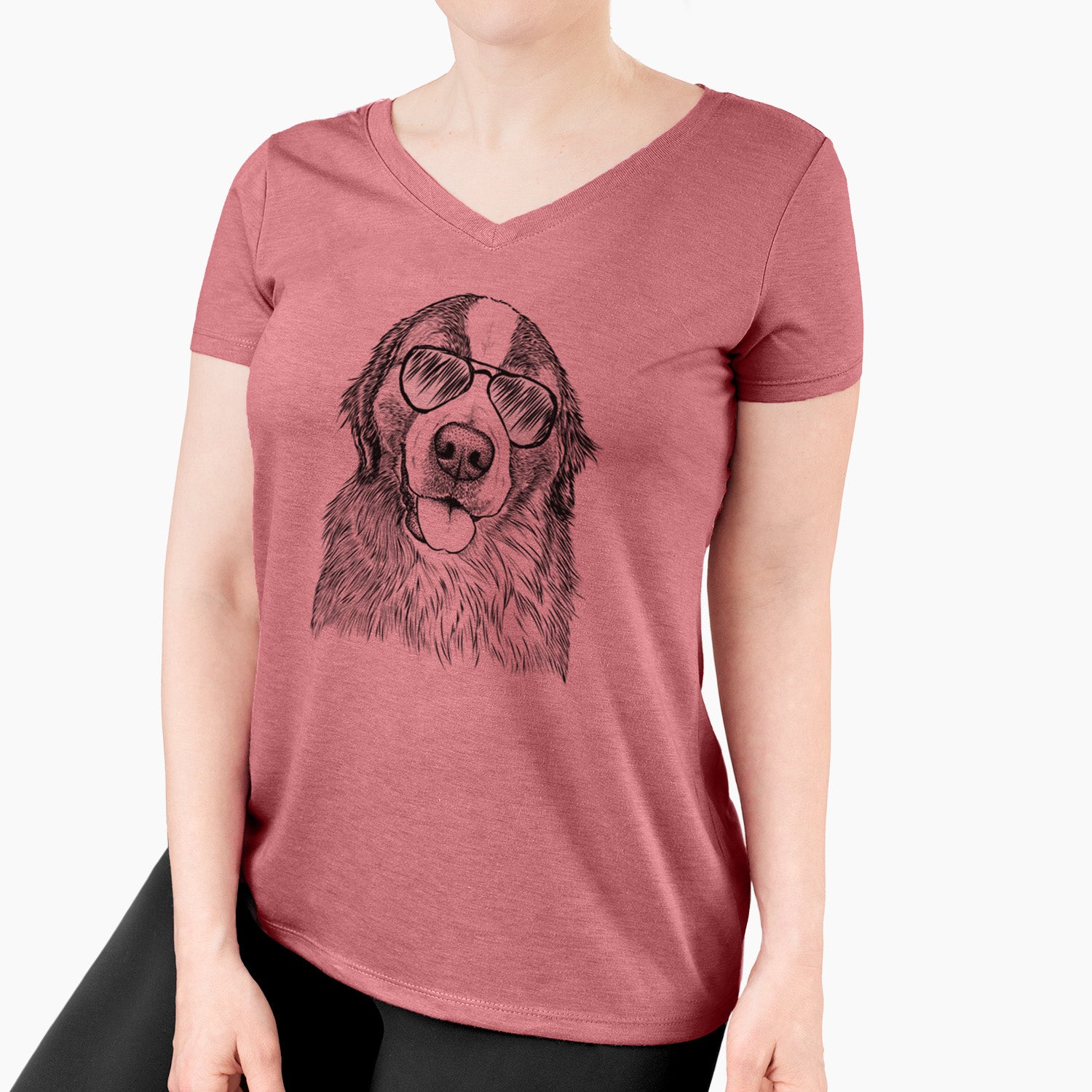 Aviator Walter the Bernese Mountain Dog Mix - Women's V-neck Shirt