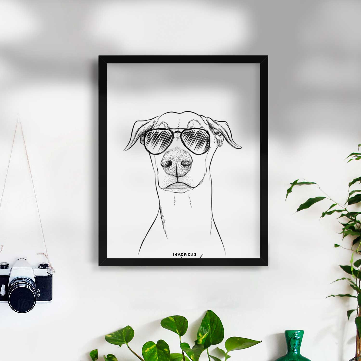 Walter the White Doberman Rescue Art Print