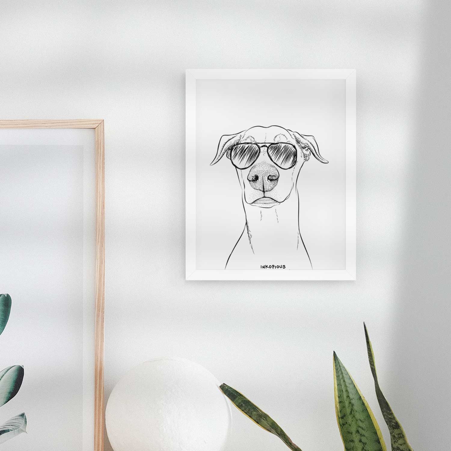 Walter the White Doberman Rescue Art Print