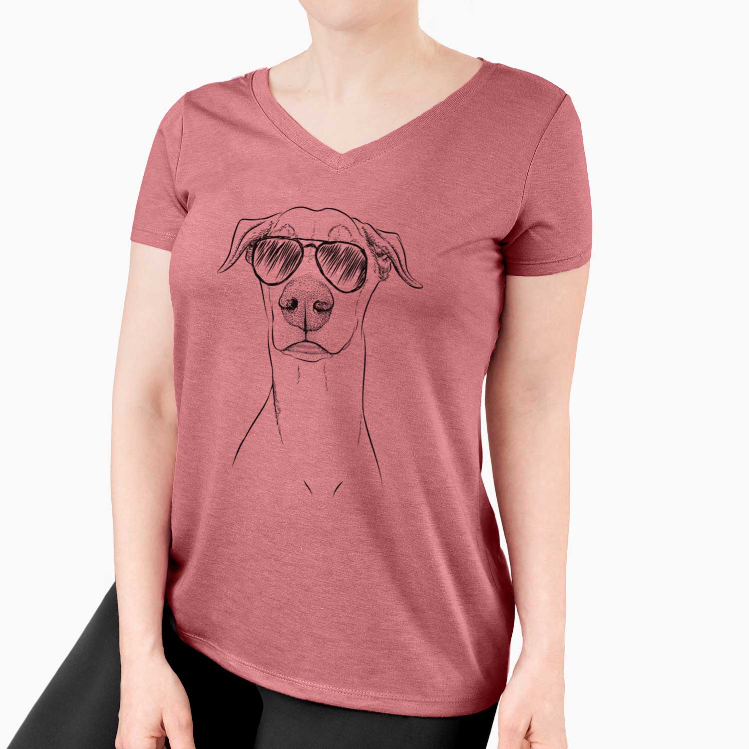 Aviator Walter the White Doberman Rescue - Women's V-neck Shirt