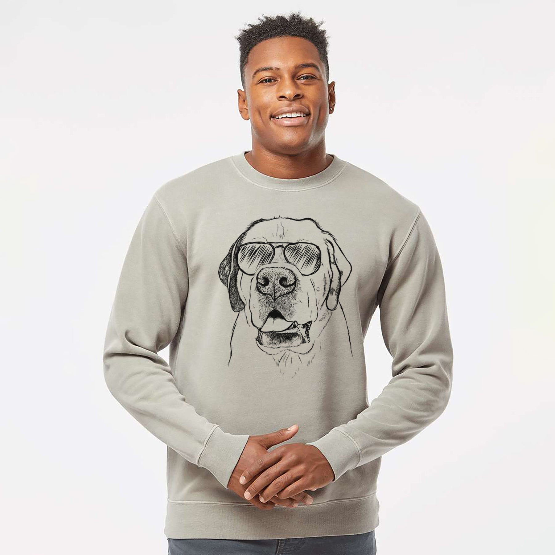 Aviator Wendy the Saint Bernard - Unisex Pigment Dyed Crew Sweatshirt