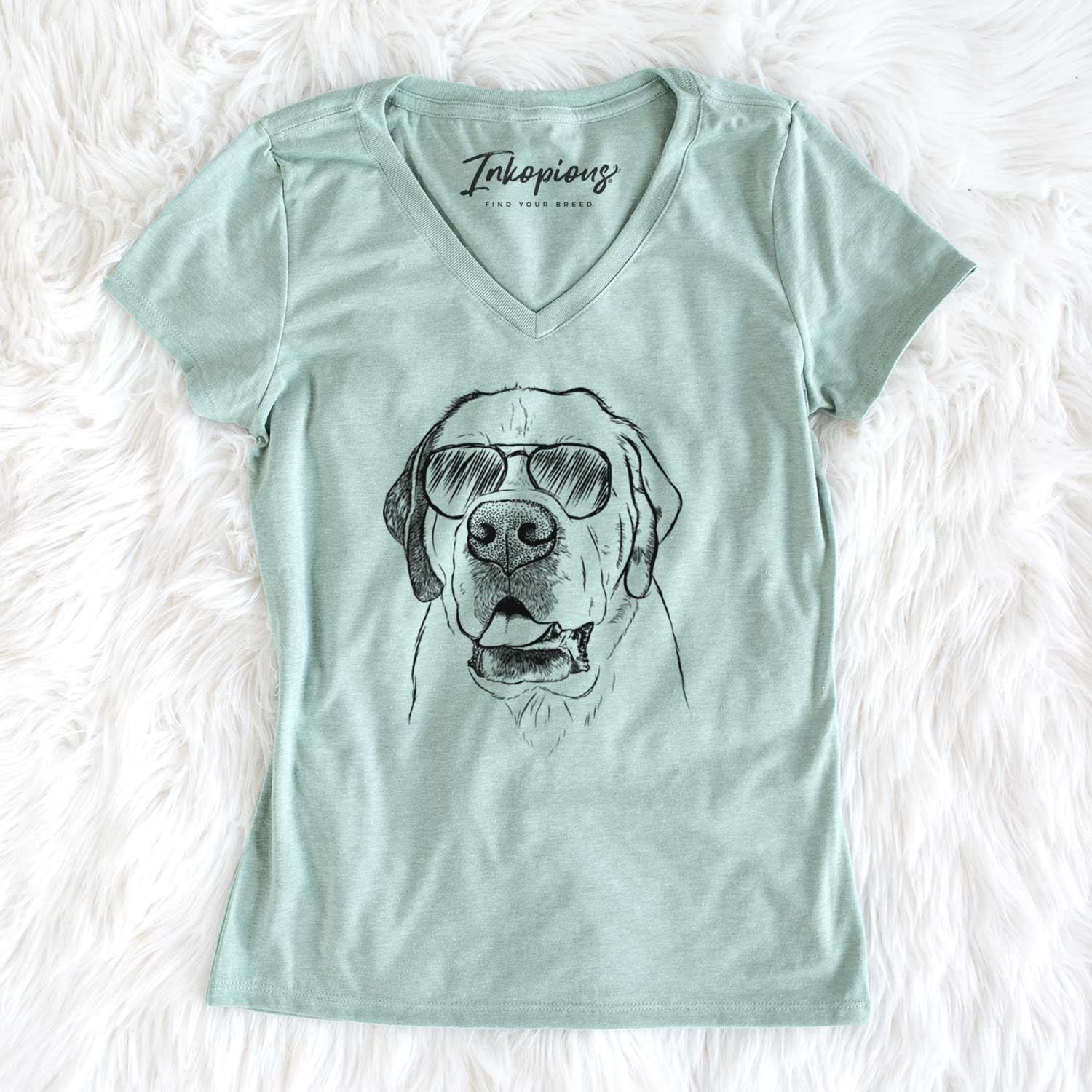 Aviator Wendy the Saint Bernard - Women's V-neck Shirt