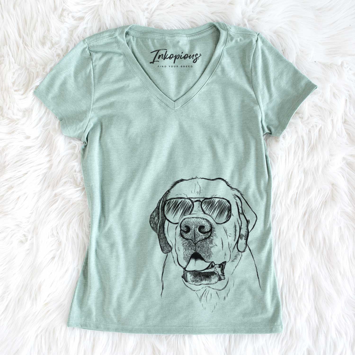 Aviator Wendy the Saint Bernard - Women's V-neck Shirt