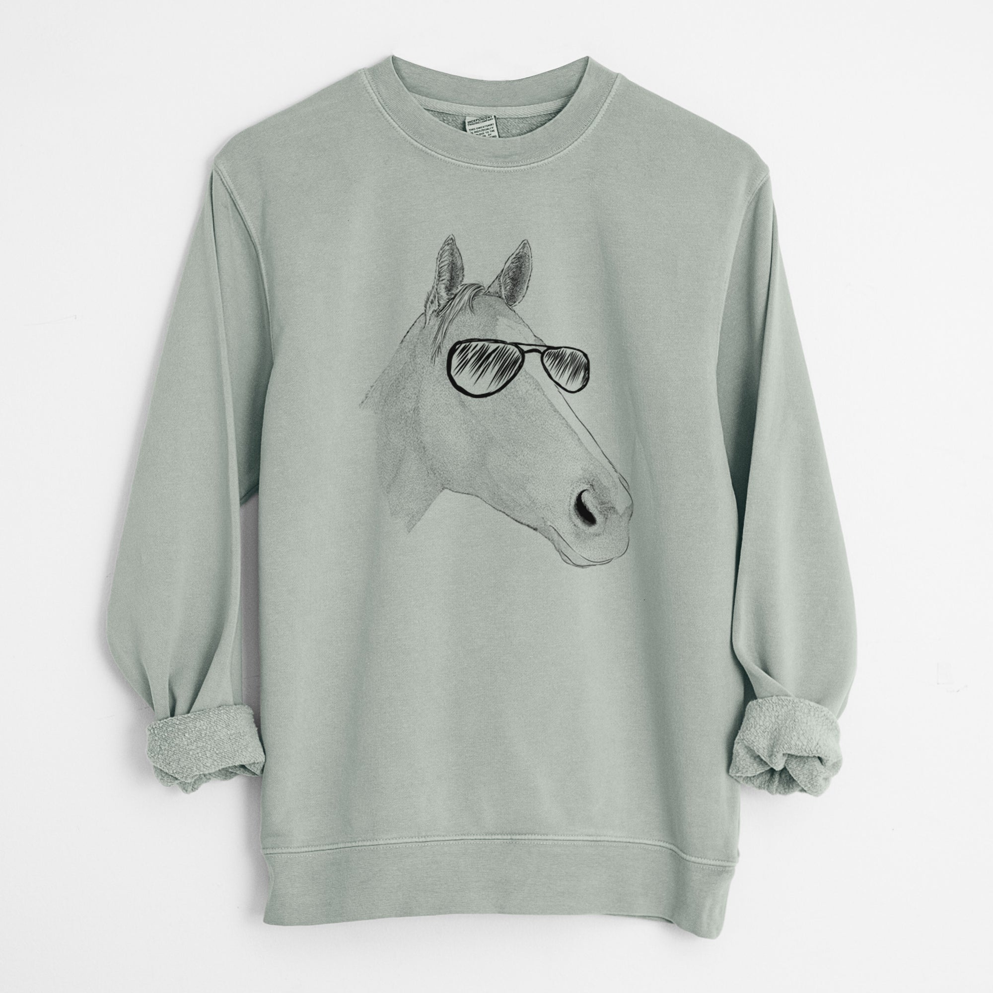 Aviator Westley the Horse - Unisex Pigment Dyed Crew Sweatshirt