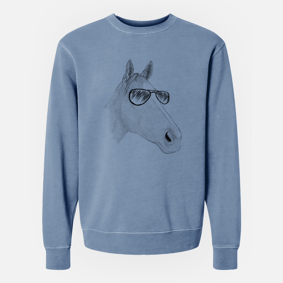 Aviator Westley the Horse - Unisex Pigment Dyed Crew Sweatshirt