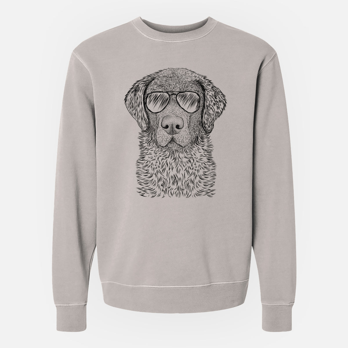 Aviator Whiskey the Chocolate Lab - Unisex Pigment Dyed Crew Sweatshirt