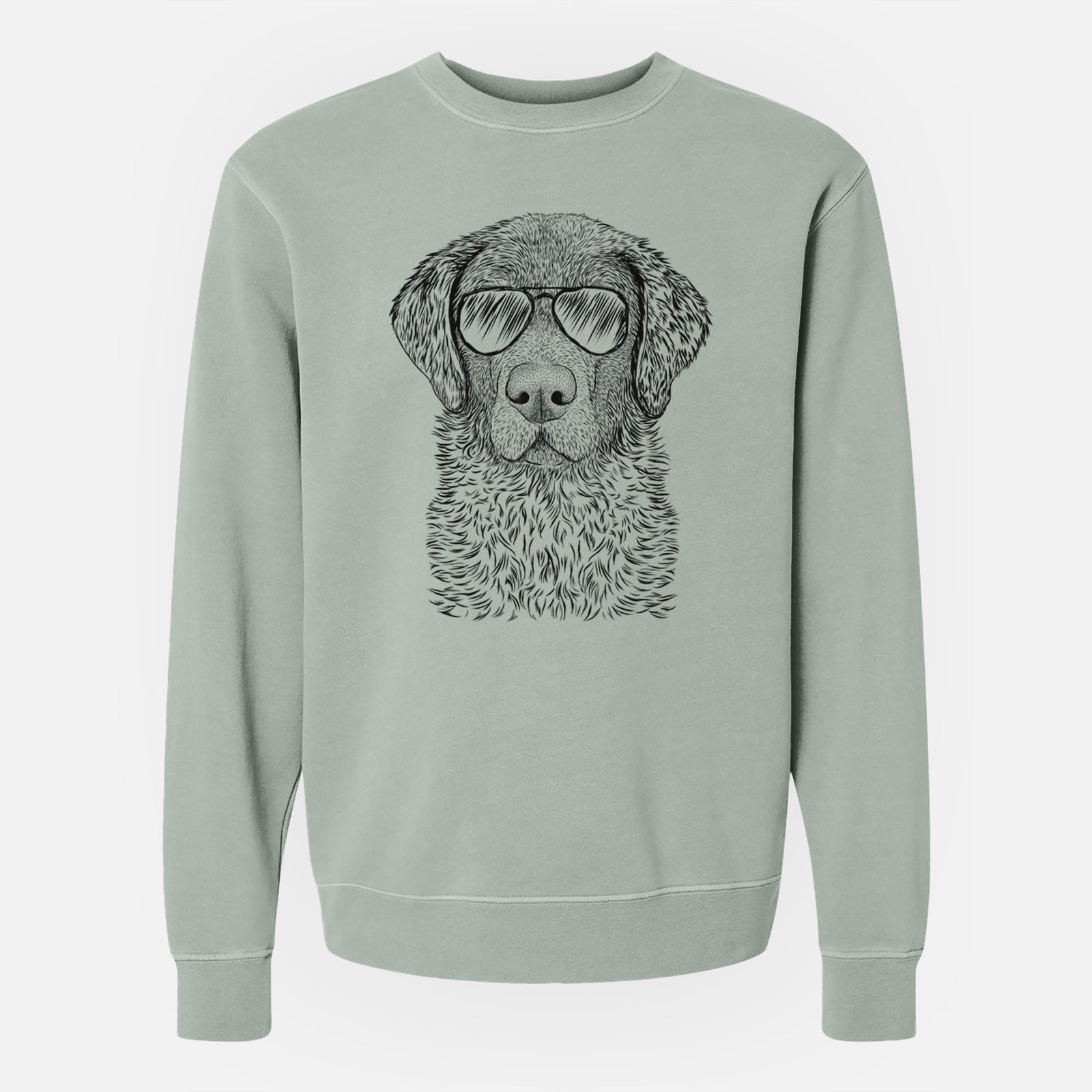 Aviator Whiskey the Chocolate Lab - Unisex Pigment Dyed Crew Sweatshirt