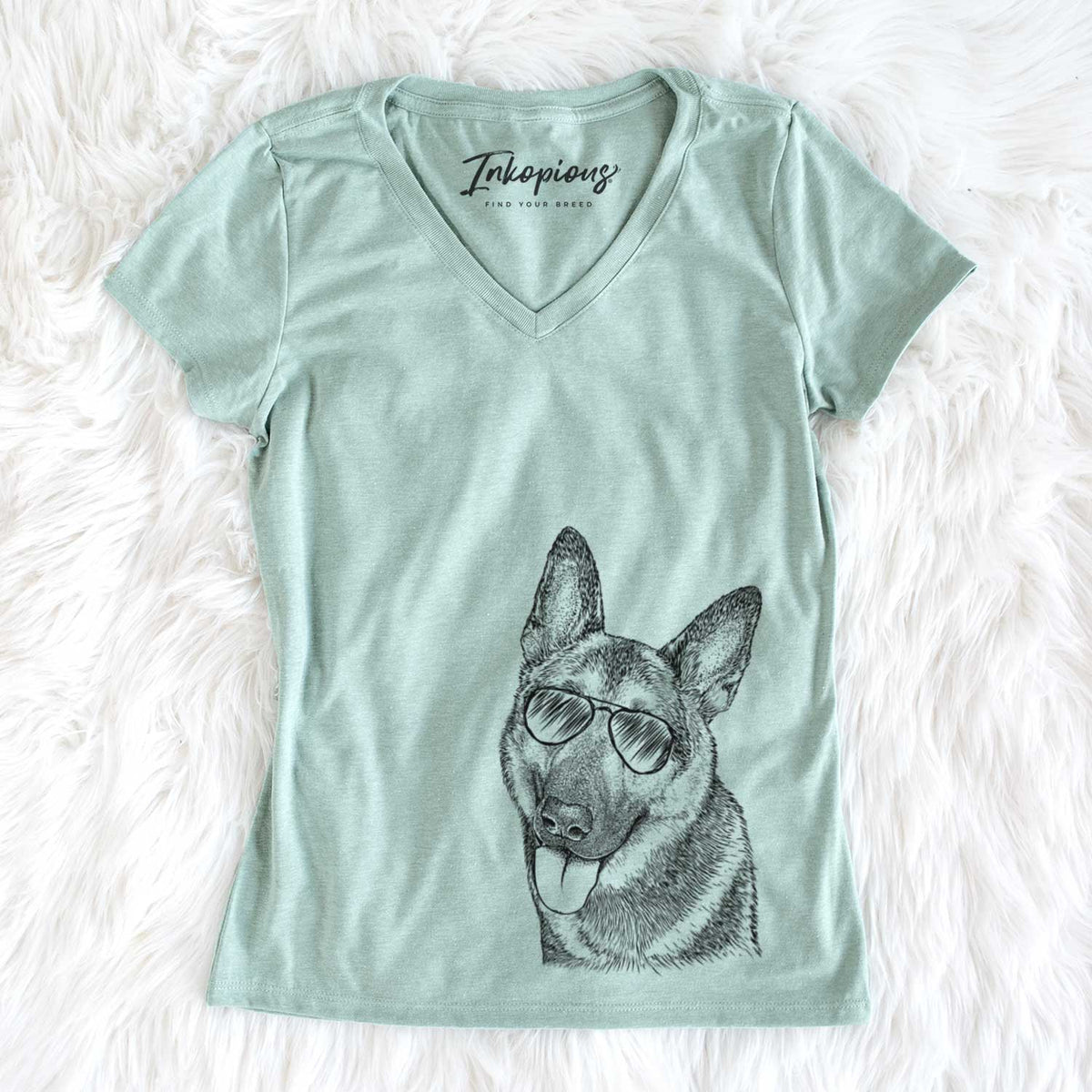 Aviator Whitaker the German Shepherd - Women's V-neck Shirt
