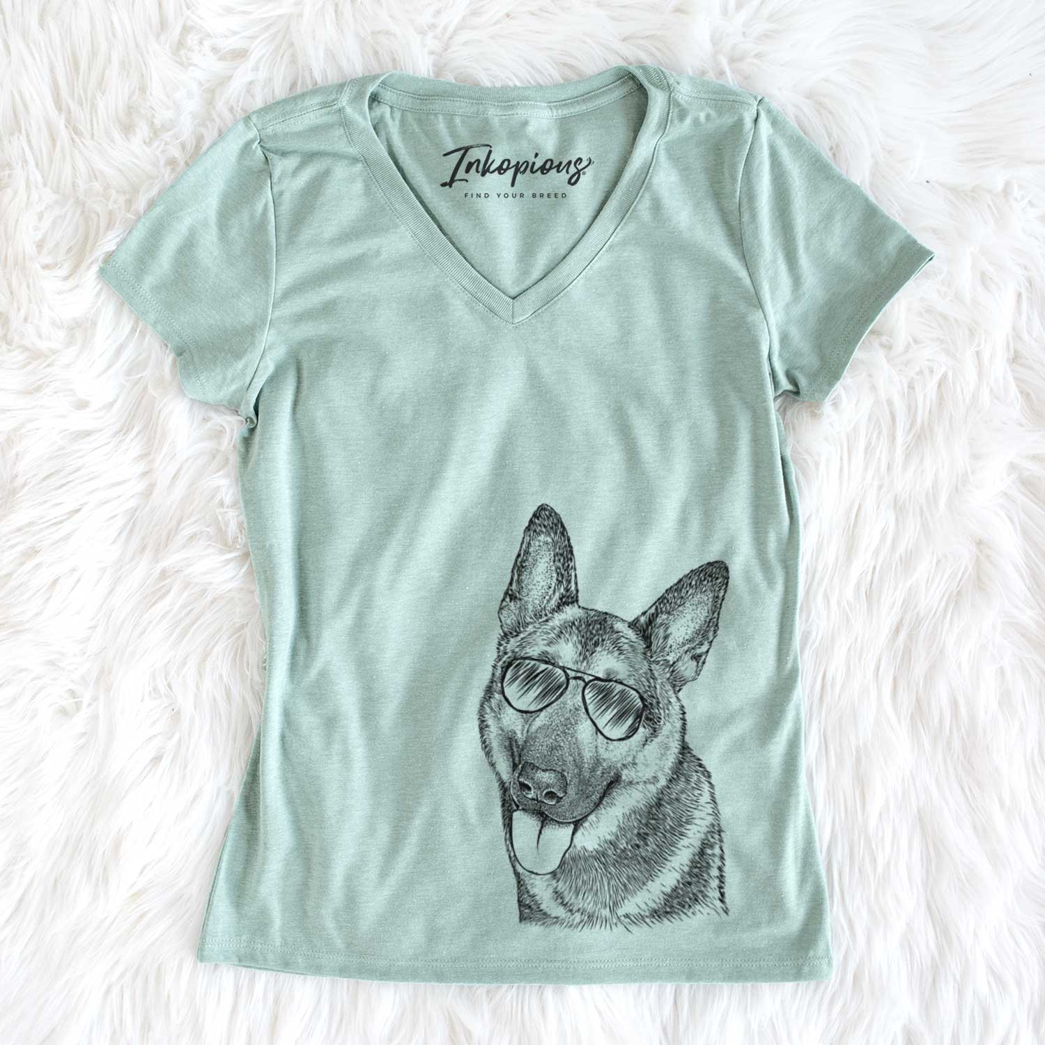 Aviator Whitaker the German Shepherd - Women's V-neck Shirt