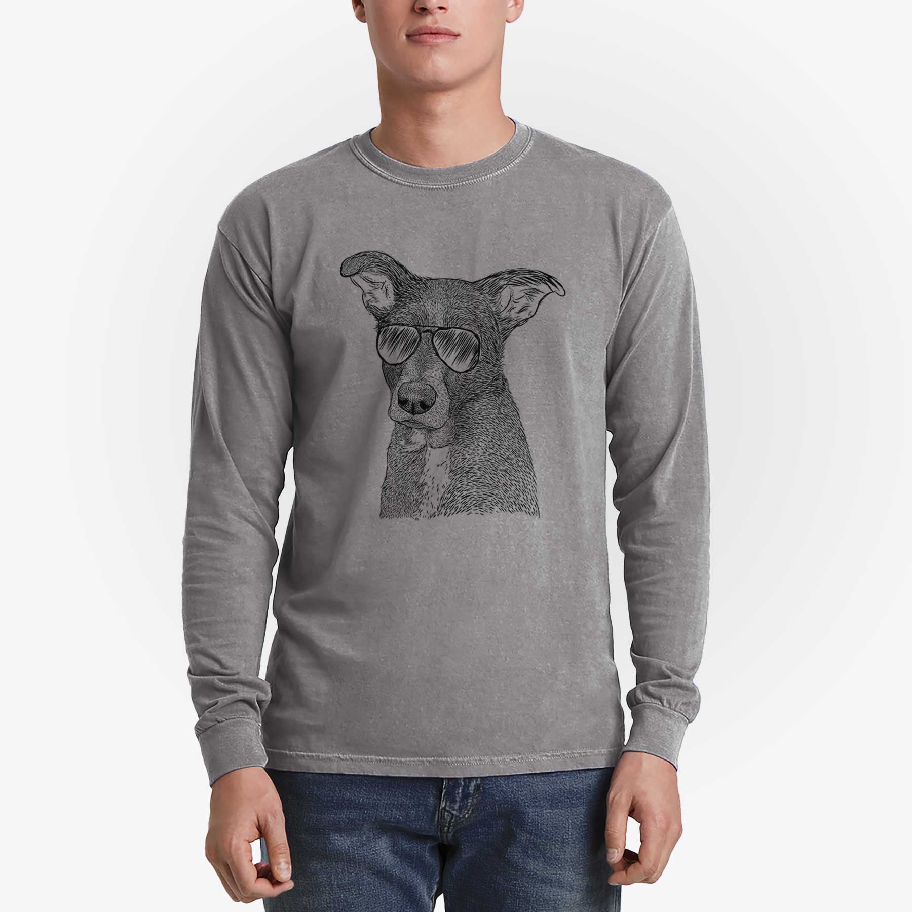 Aviators Wilbur the Shepherd Mix - Heavyweight 100% Cotton Long Sleeve