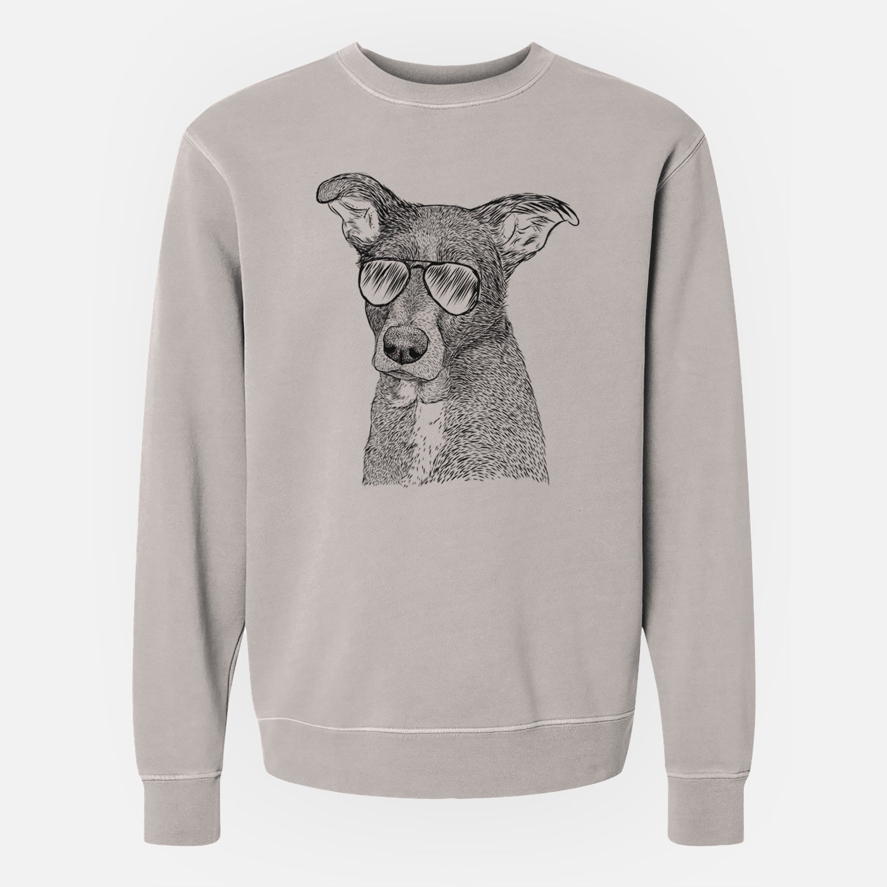 Aviator Wilbur the Shepherd Mix - Unisex Pigment Dyed Crew Sweatshirt