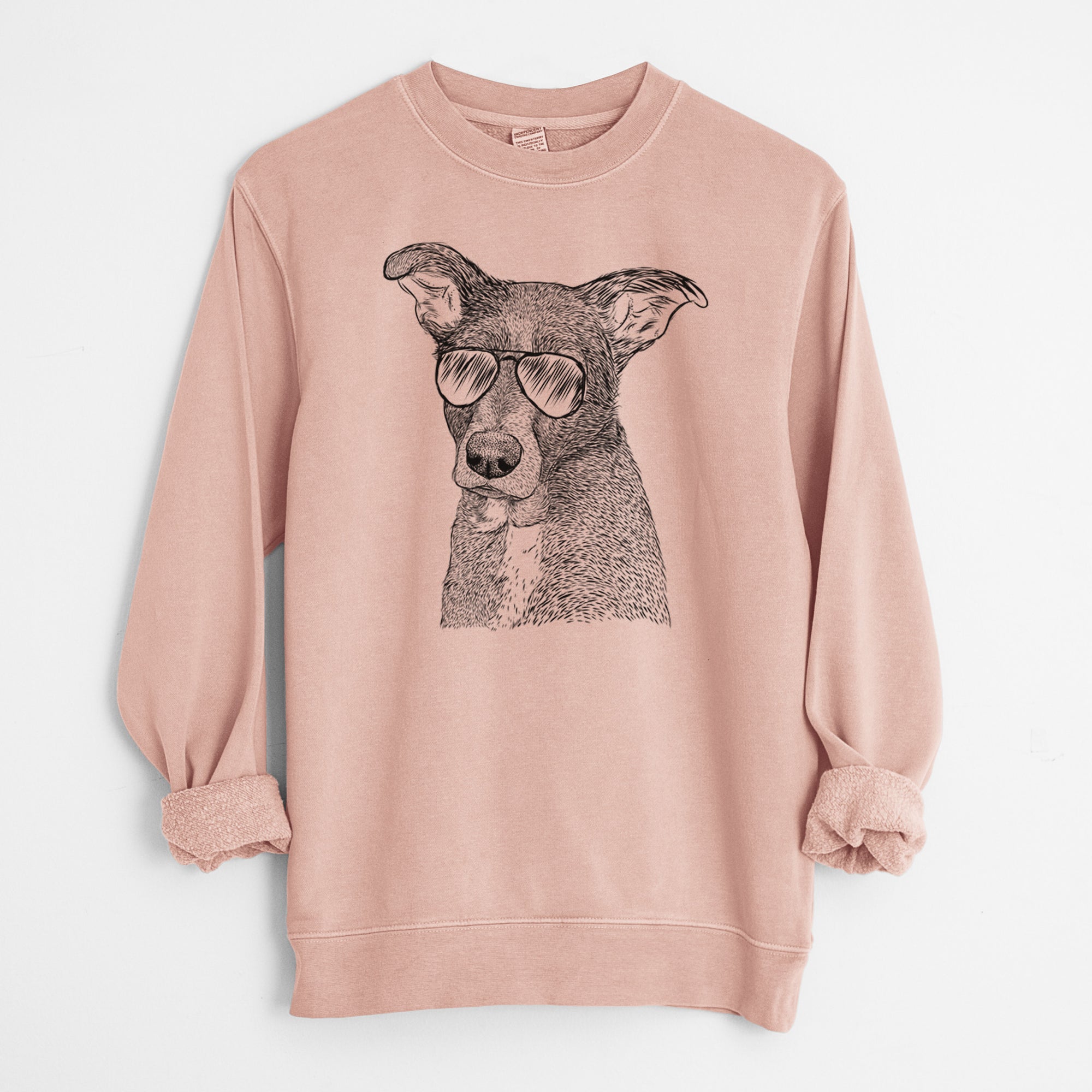 Aviator Wilbur the Shepherd Mix - Unisex Pigment Dyed Crew Sweatshirt