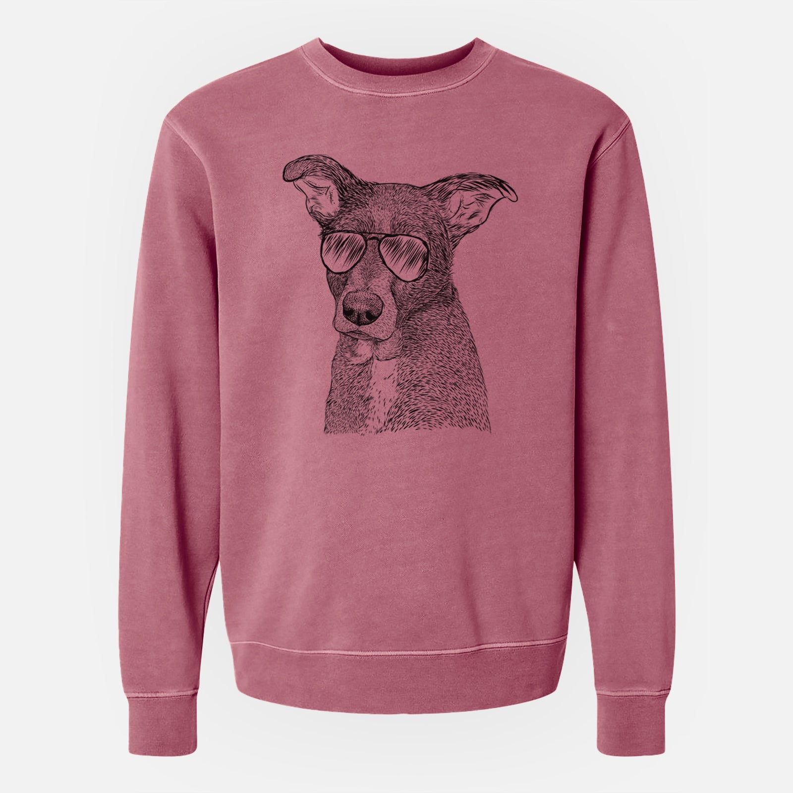 Aviator Wilbur the Shepherd Mix - Unisex Pigment Dyed Crew Sweatshirt