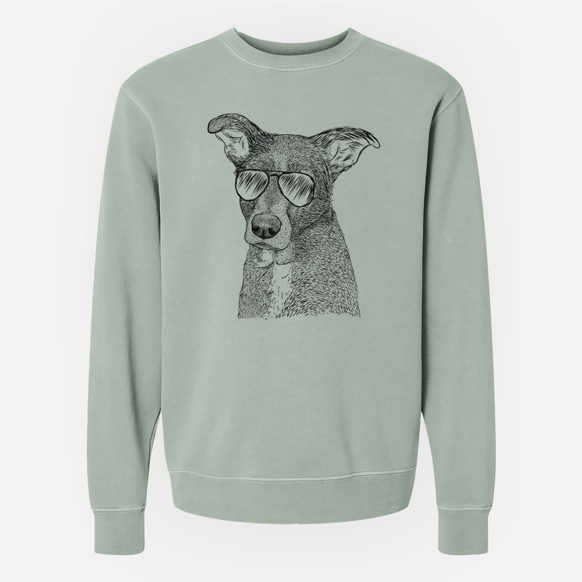 Aviator Wilbur the Shepherd Mix - Unisex Pigment Dyed Crew Sweatshirt