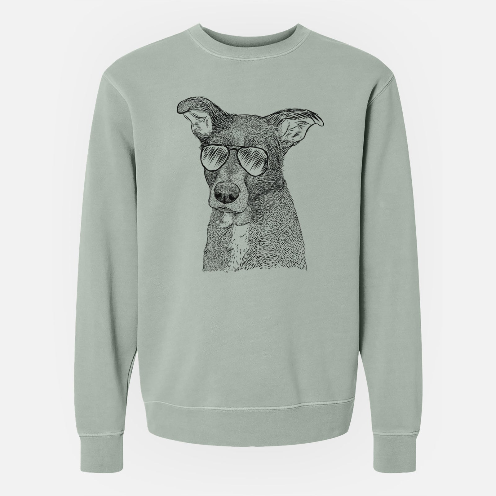 Aviator Wilbur the Shepherd Mix - Unisex Pigment Dyed Crew Sweatshirt