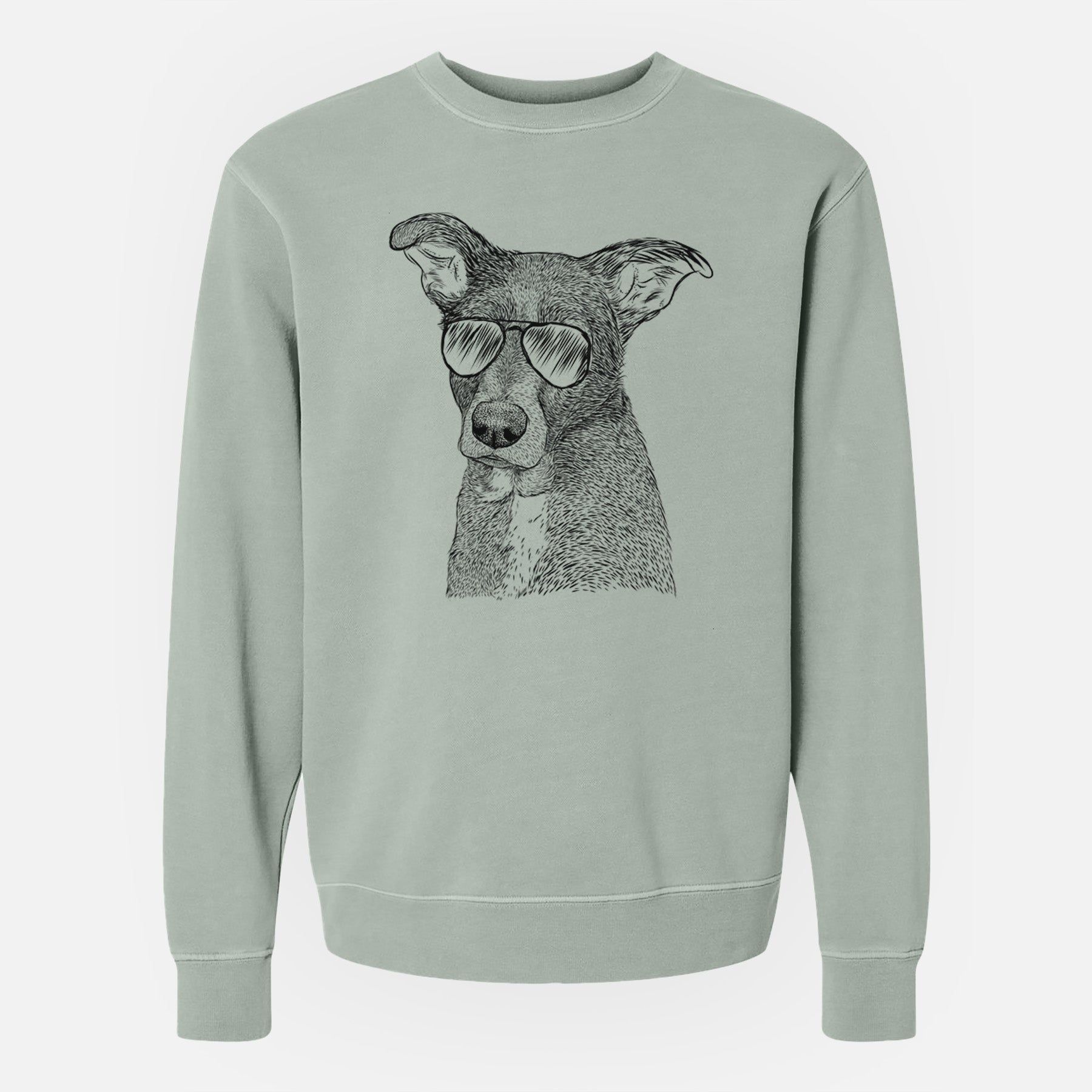 Aviator Wilbur the Shepherd Mix - Unisex Pigment Dyed Crew Sweatshirt