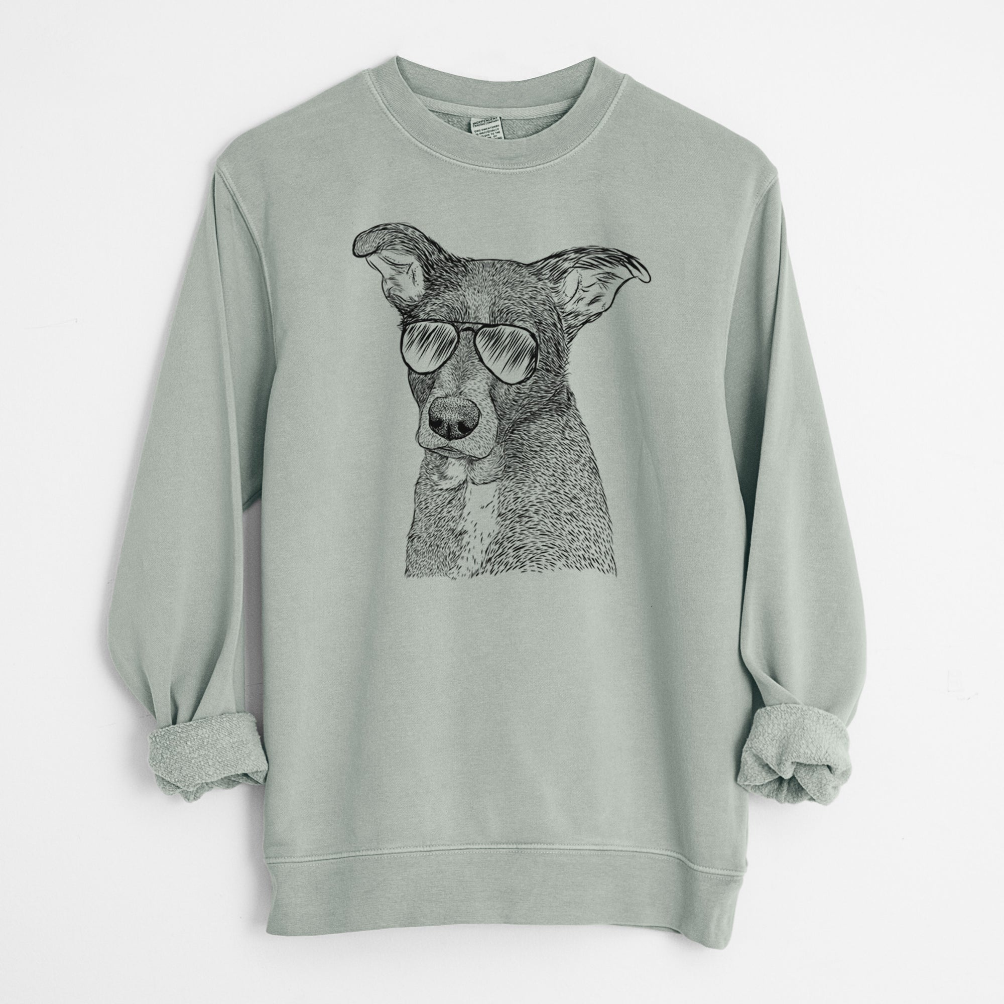 Aviator Wilbur the Shepherd Mix - Unisex Pigment Dyed Crew Sweatshirt