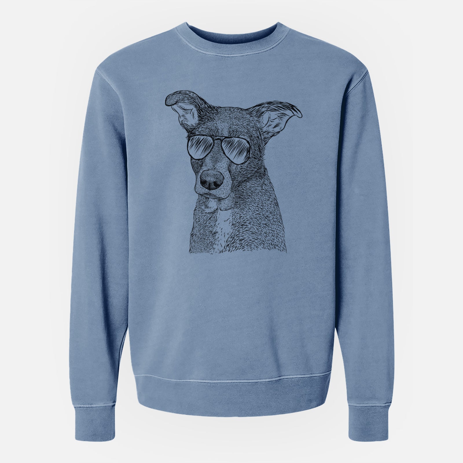 Aviator Wilbur the Shepherd Mix - Unisex Pigment Dyed Crew Sweatshirt
